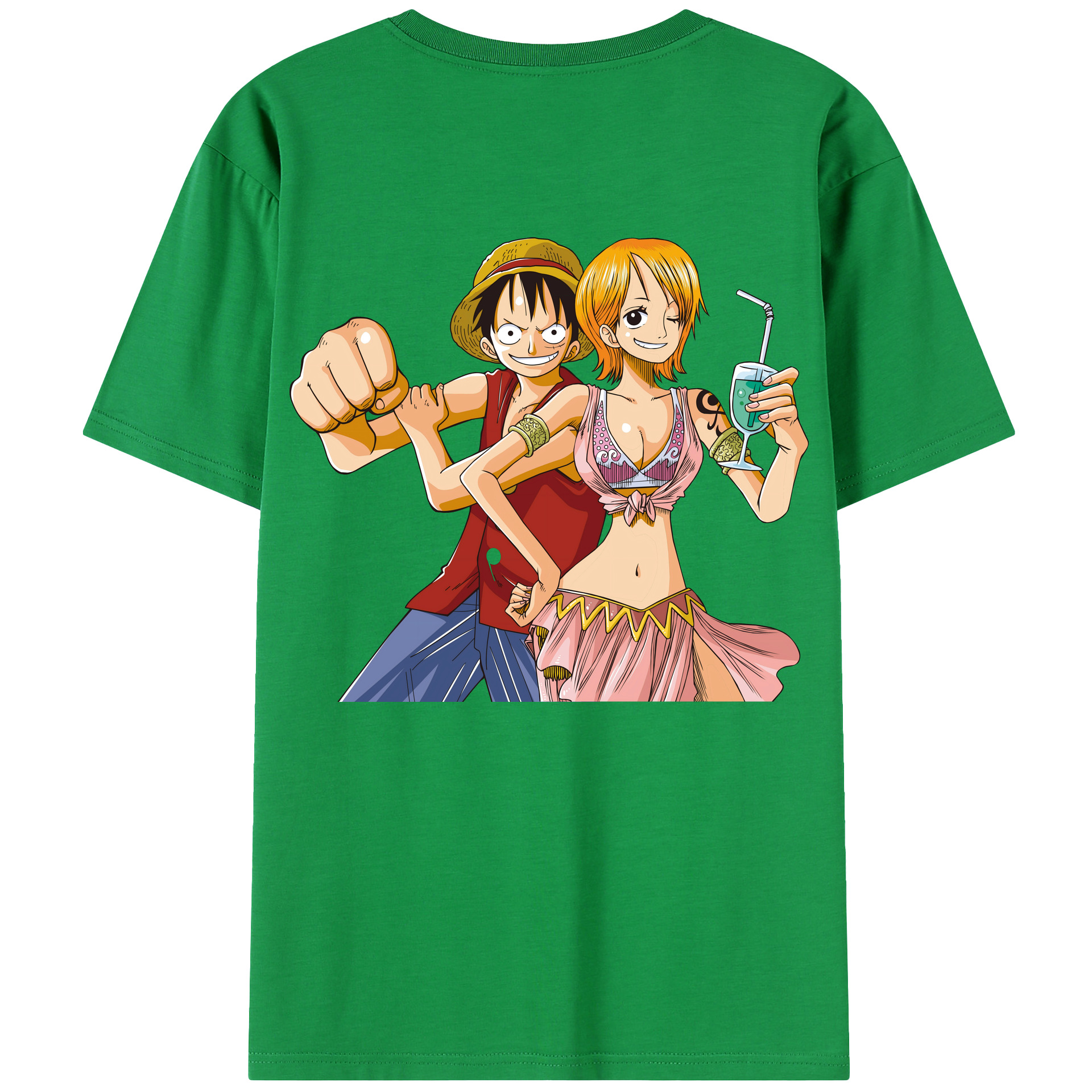 ワンピース モンキー・D・ルフィ ONE PIECE Monkey D. Luffy 綿100％半袖Tシャツ（背面プリント）