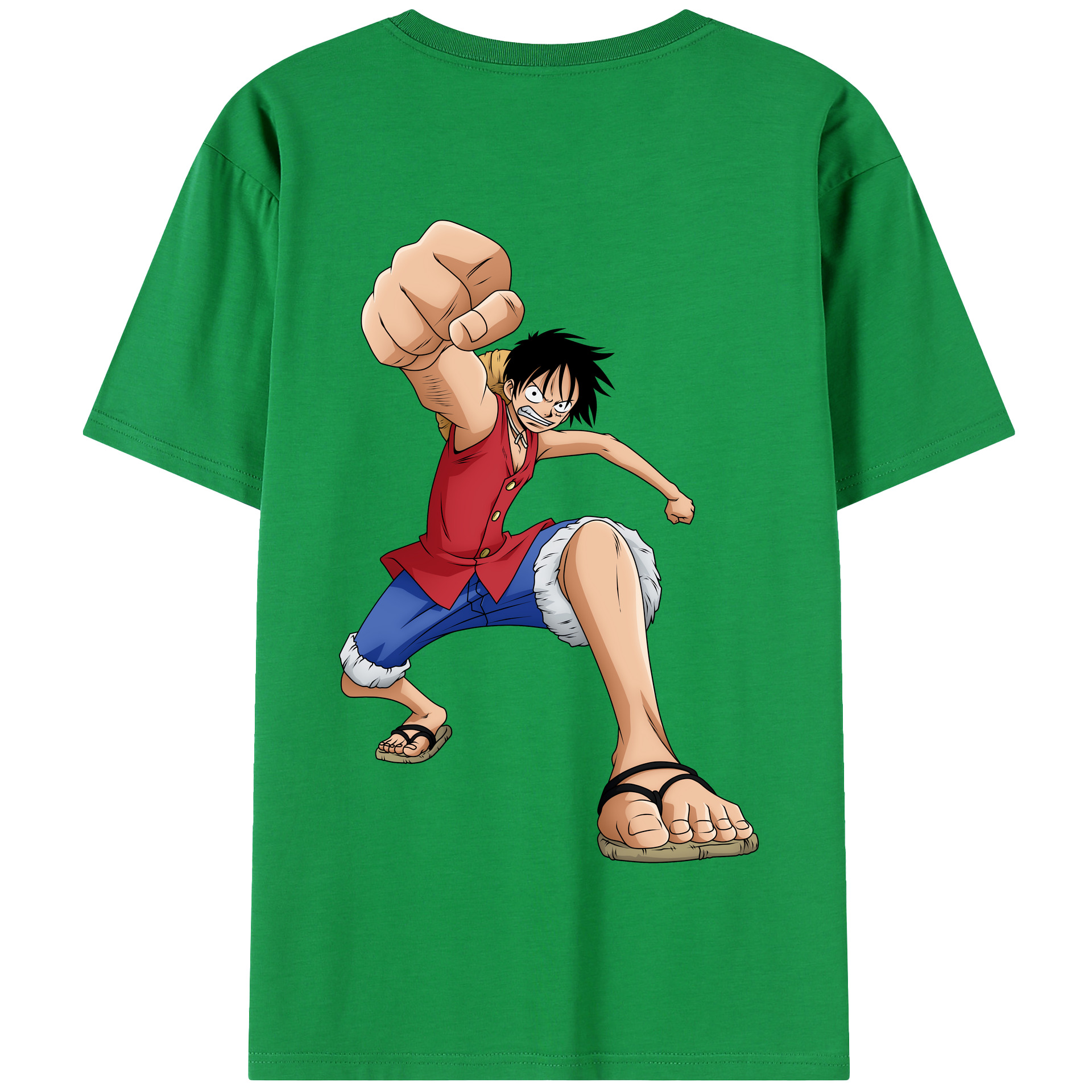 ワンピース モンキー・D・ルフィ ONE PIECE Monkey D. Luffy 綿100％半袖Tシャツ（背面プリント）