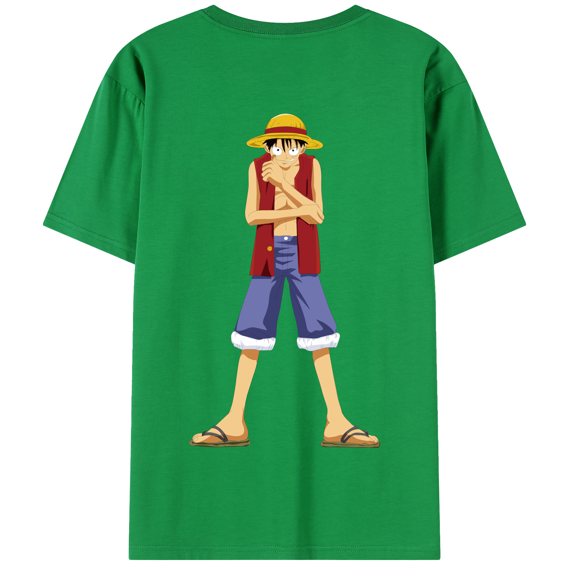 ワンピース モンキー・D・ルフィ ONE PIECE Monkey D. Luffy 綿100％半袖Tシャツ（背面プリント）