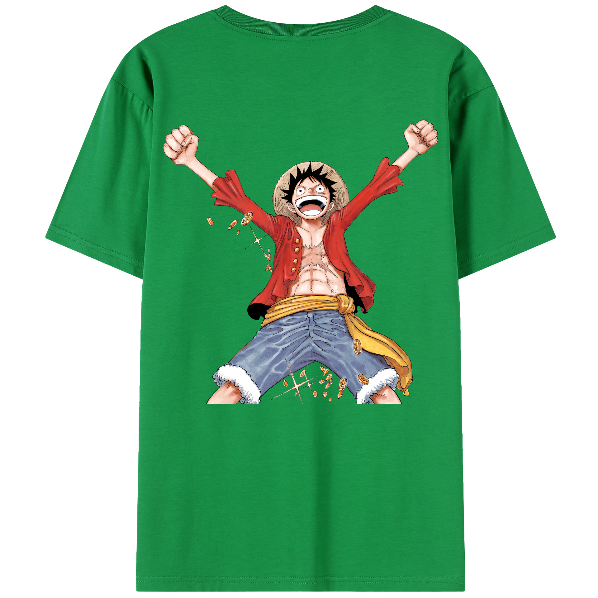 ワンピース モンキー・D・ルフィ ONE PIECE Monkey D. Luffy 綿100％半袖Tシャツ（背面プリント）
