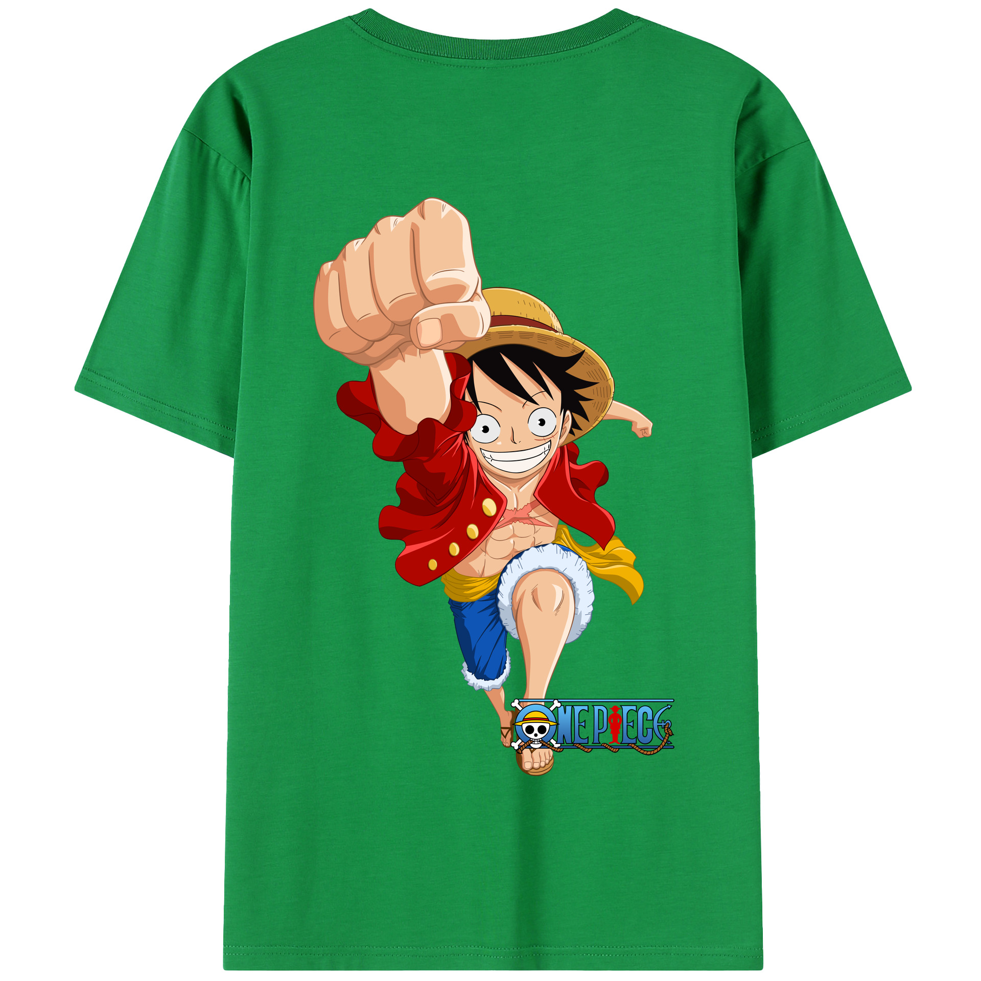 ワンピース モンキー・D・ルフィ ONE PIECE Monkey D. Luffy 綿100％半袖Tシャツ（背面プリント）