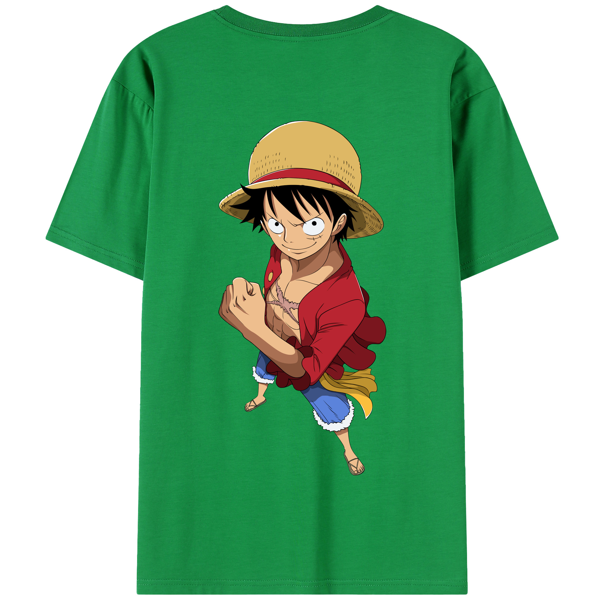 ワンピース モンキー・D・ルフィ ONE PIECE Monkey D. Luffy 綿100％半袖Tシャツ（背面プリント）
