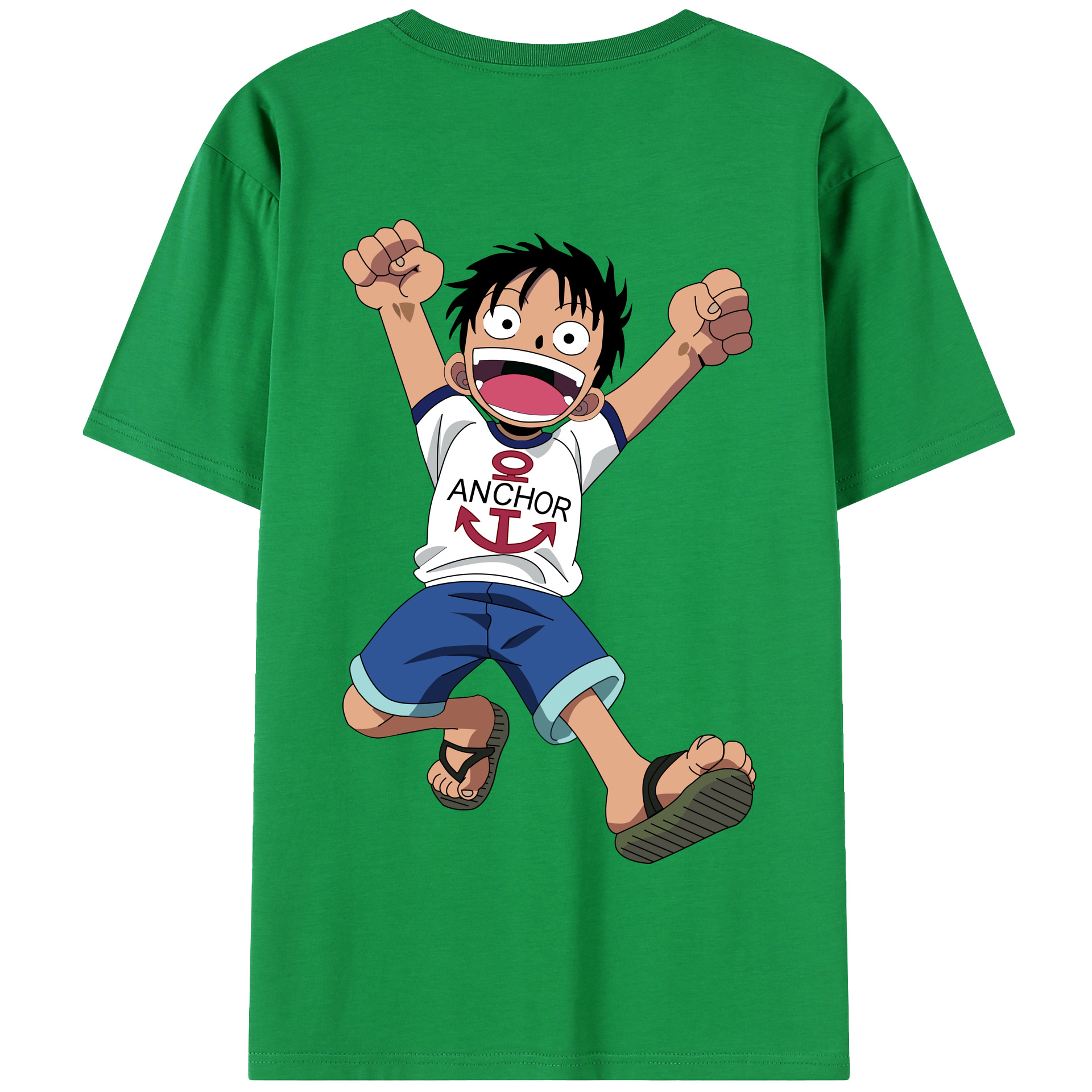 ワンピース モンキー・D・ルフィ ONE PIECE Monkey D. Luffy 綿100％半袖Tシャツ（背面プリント）