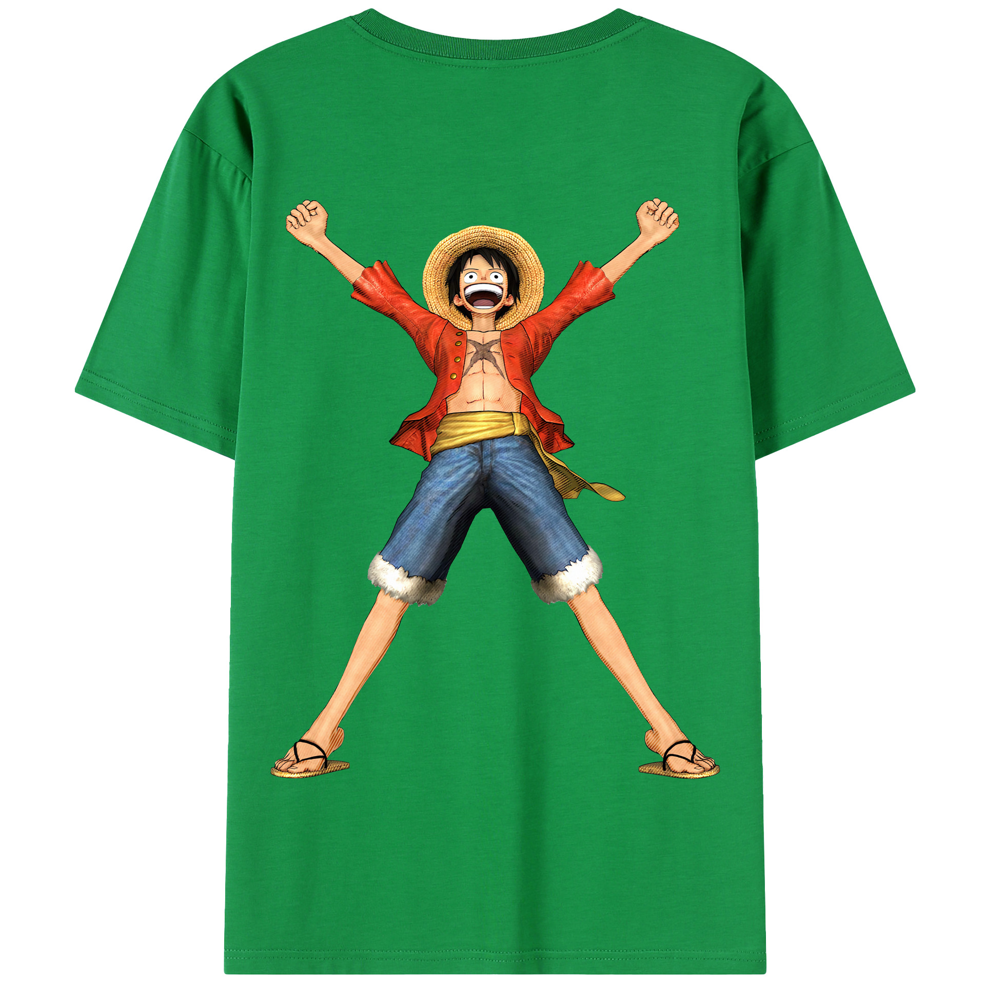ワンピース モンキー・D・ルフィ ONE PIECE Monkey D. Luffy 綿100％半袖Tシャツ（背面プリント）