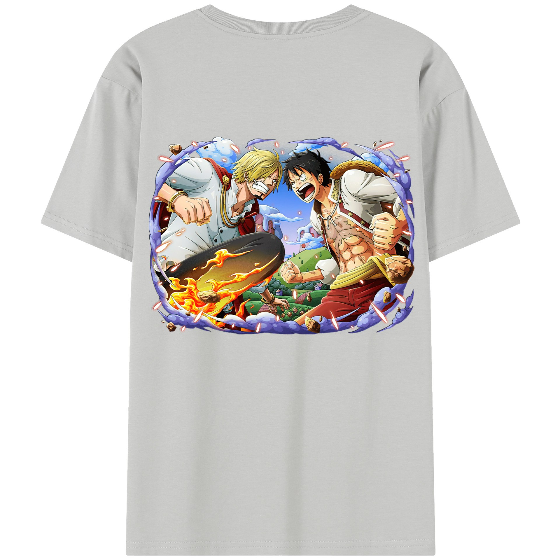 ワンピース モンキー・D・ルフィ ONE PIECE Monkey D. Luffy 綿100％半袖Tシャツ（背面プリント）