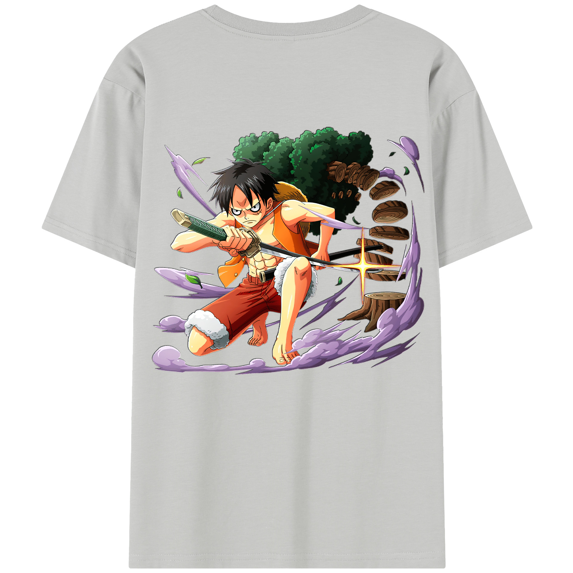 ワンピース モンキー・D・ルフィ ONE PIECE Monkey D. Luffy 綿100％半袖Tシャツ（背面プリント）