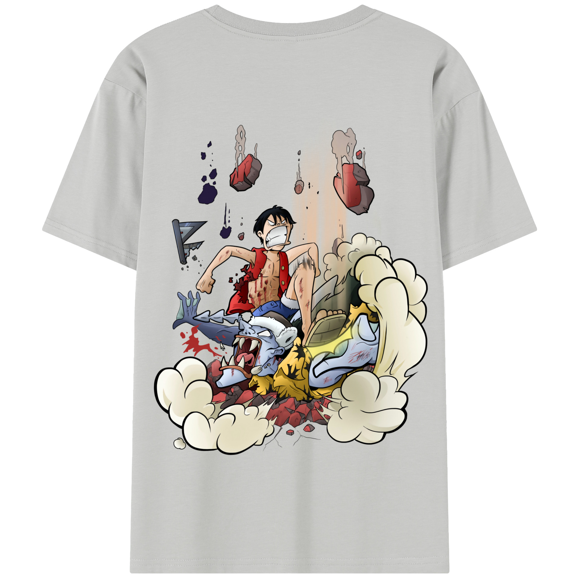 ワンピース モンキー・D・ルフィ ONE PIECE Monkey D. Luffy 綿100％半袖Tシャツ（背面プリント）