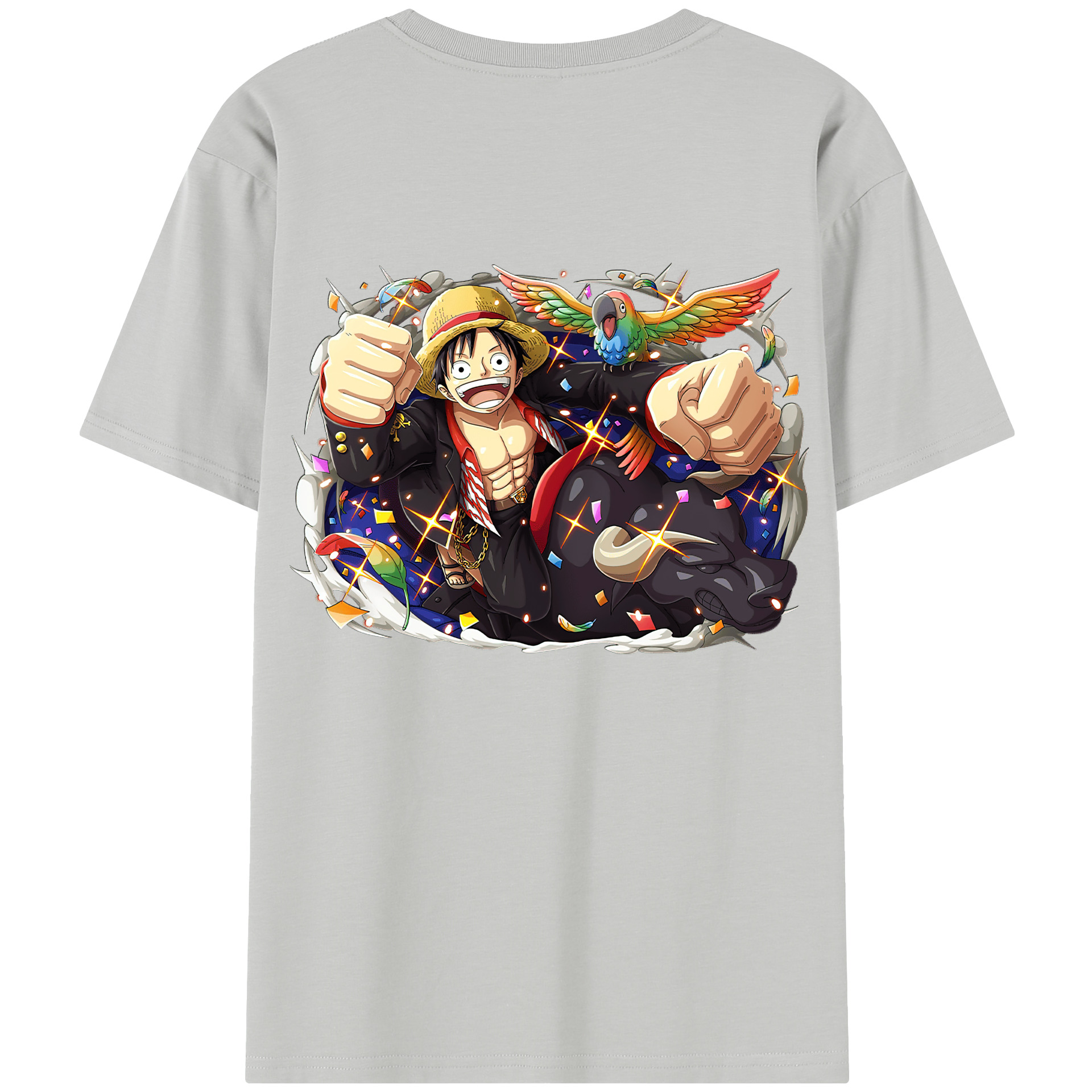 ワンピース モンキー・D・ルフィ ONE PIECE Monkey D. Luffy 綿100％半袖Tシャツ（背面プリント）