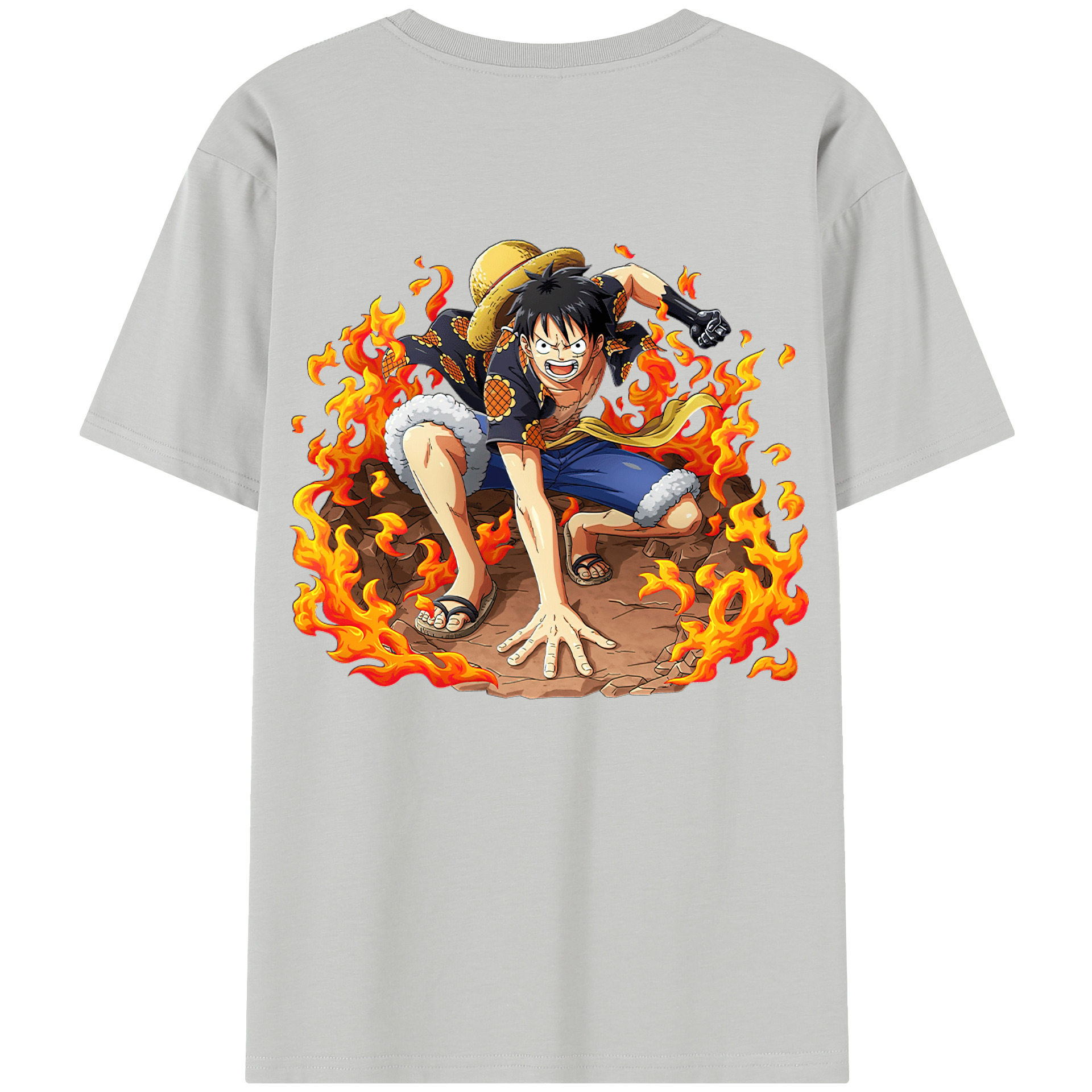 ワンピース モンキー・D・ルフィ ONE PIECE Monkey D. Luffy 綿100％半袖Tシャツ（背面プリント）