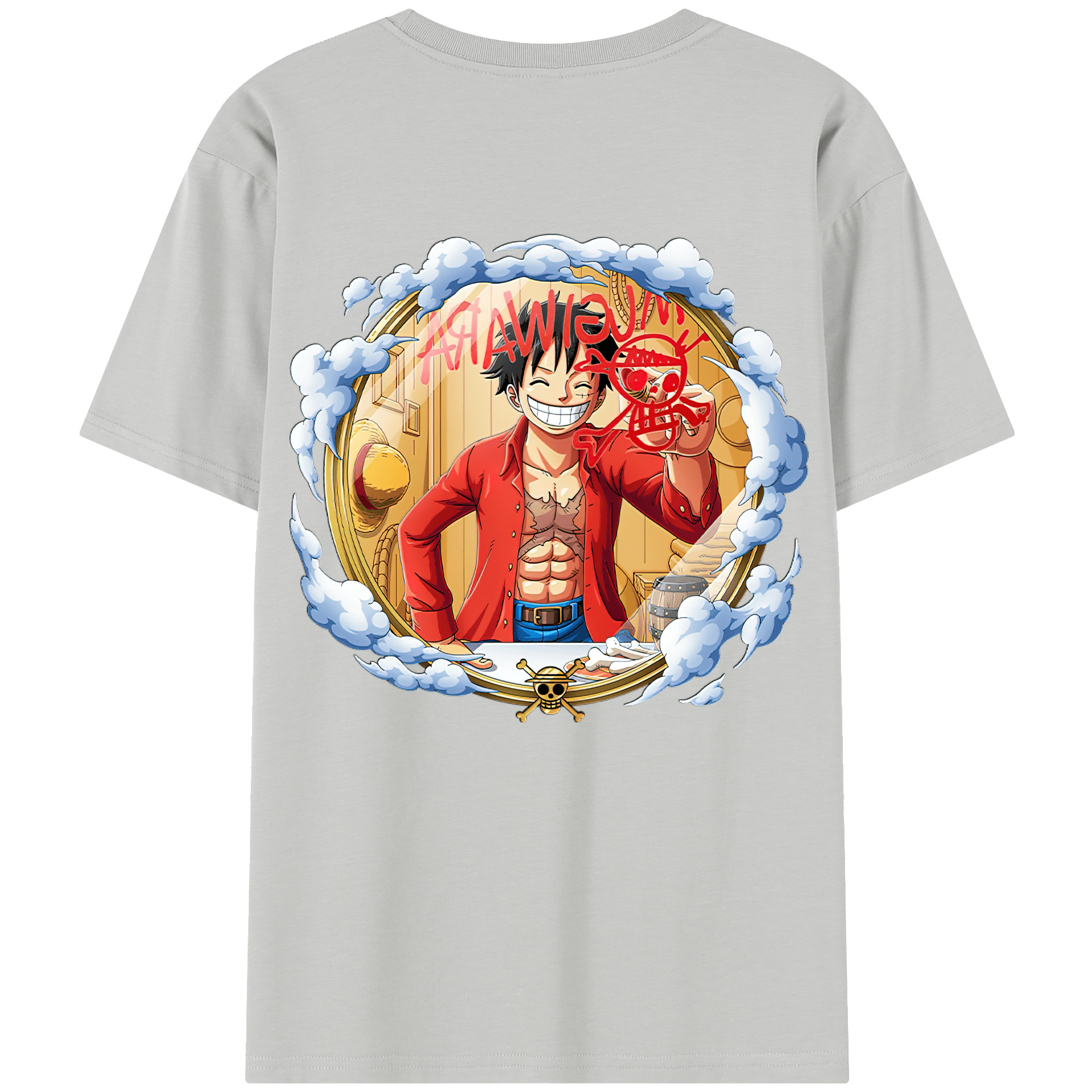 ワンピース モンキー・D・ルフィ ONE PIECE Monkey D. Luffy 綿100％半袖Tシャツ（背面プリント）