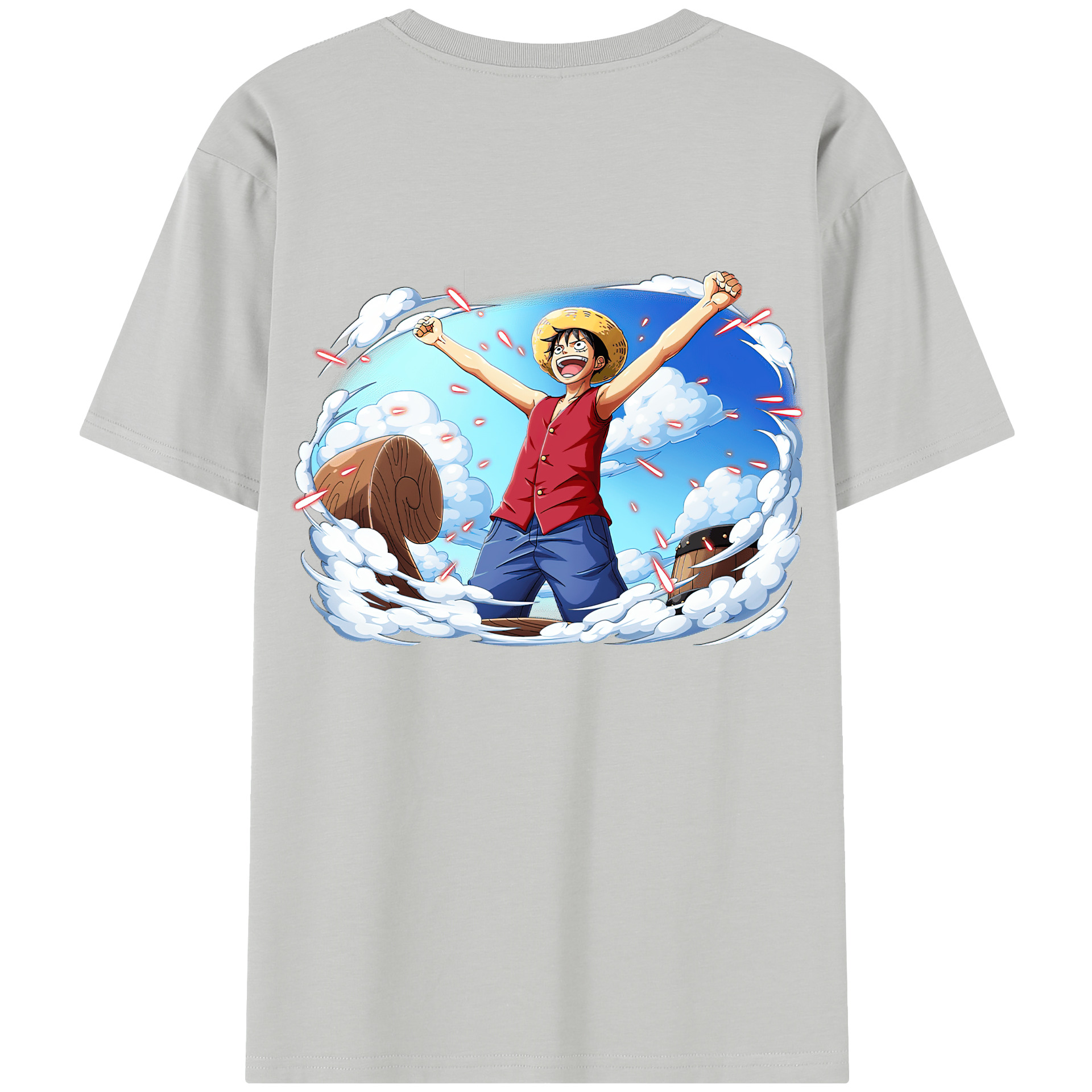 ワンピース モンキー・D・ルフィ ONE PIECE Monkey D. Luffy 綿100％半袖Tシャツ（背面プリント）