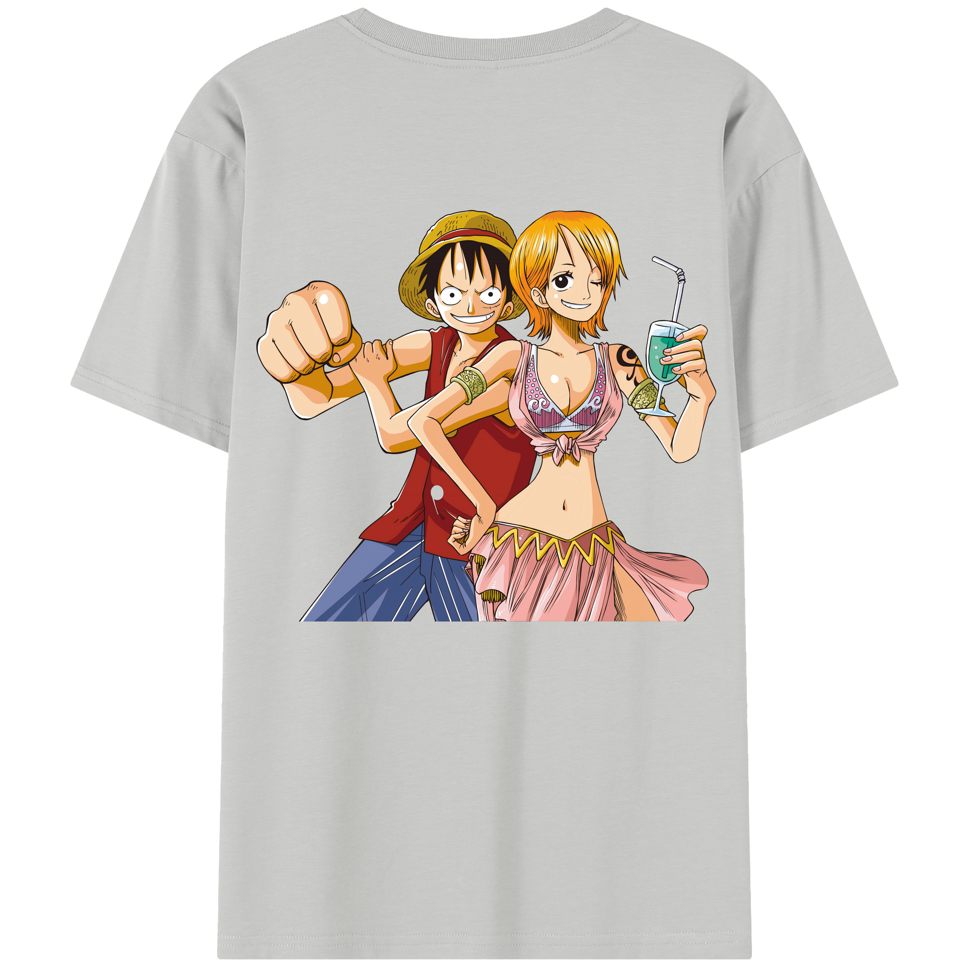 ワンピース モンキー・D・ルフィ ONE PIECE Monkey D. Luffy 綿100％半袖Tシャツ（背面プリント）