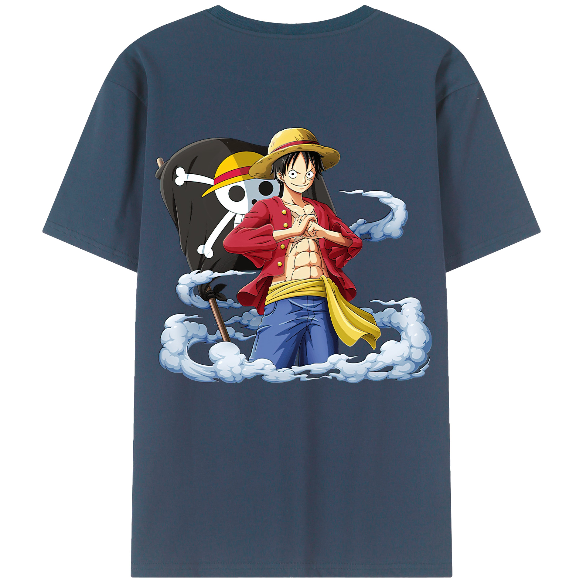 ワンピース モンキー・D・ルフィ ONE PIECE Monkey D. Luffy 綿100％半袖Tシャツ（背面プリント）