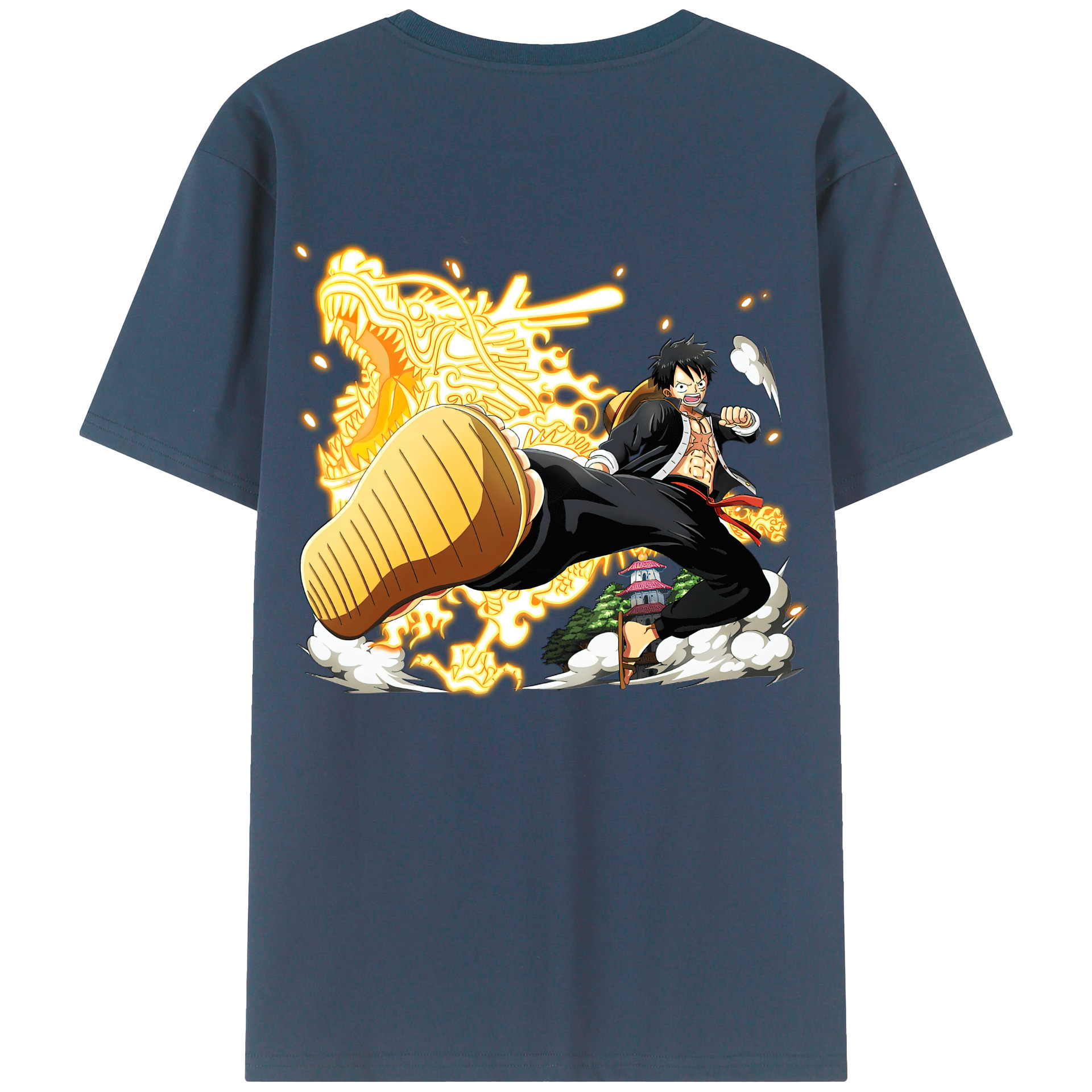 ワンピース モンキー・D・ルフィ ONE PIECE Monkey D. Luffy 綿100％半袖Tシャツ（背面プリント）