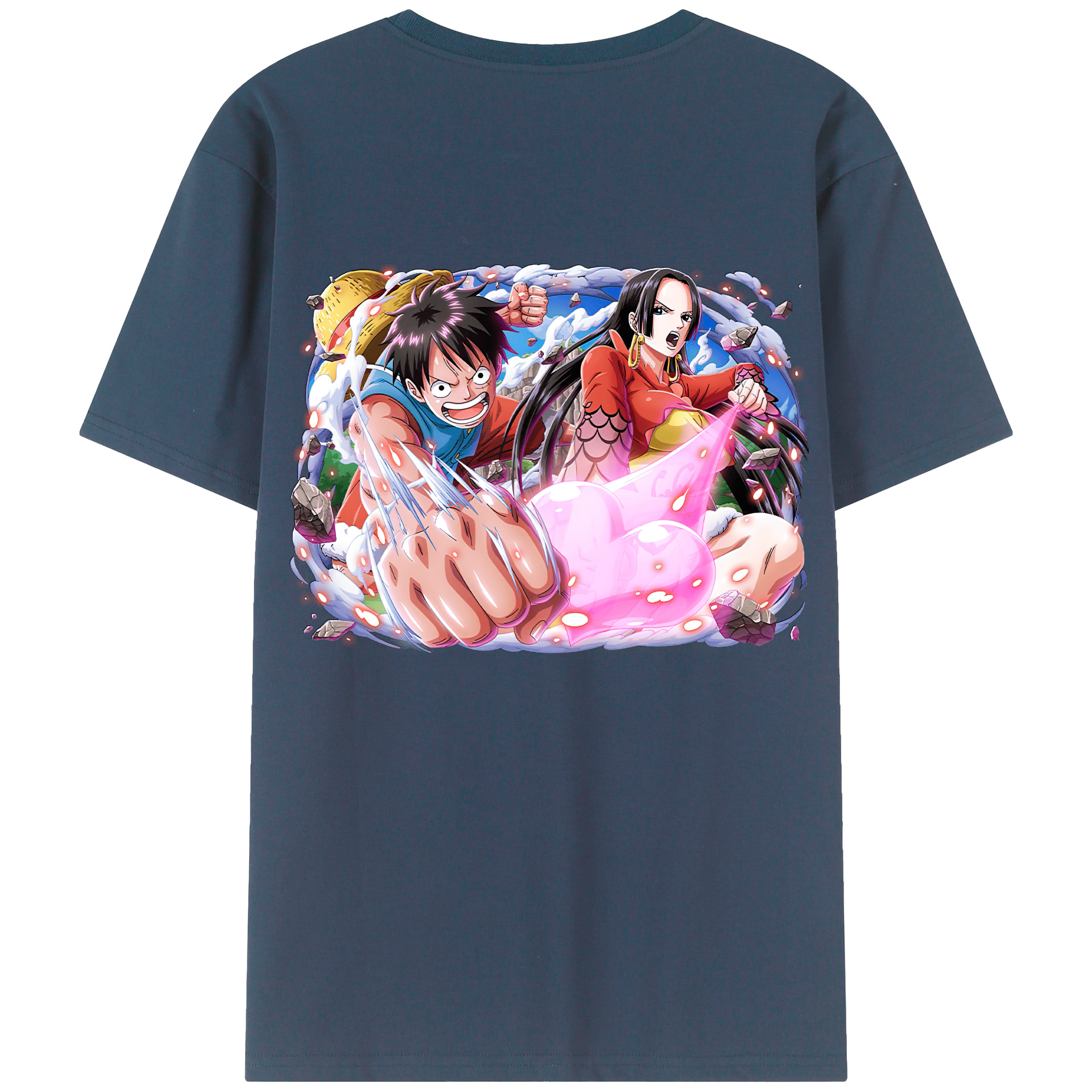 ワンピース モンキー・D・ルフィ ONE PIECE Monkey D. Luffy 綿100％半袖Tシャツ（背面プリント）