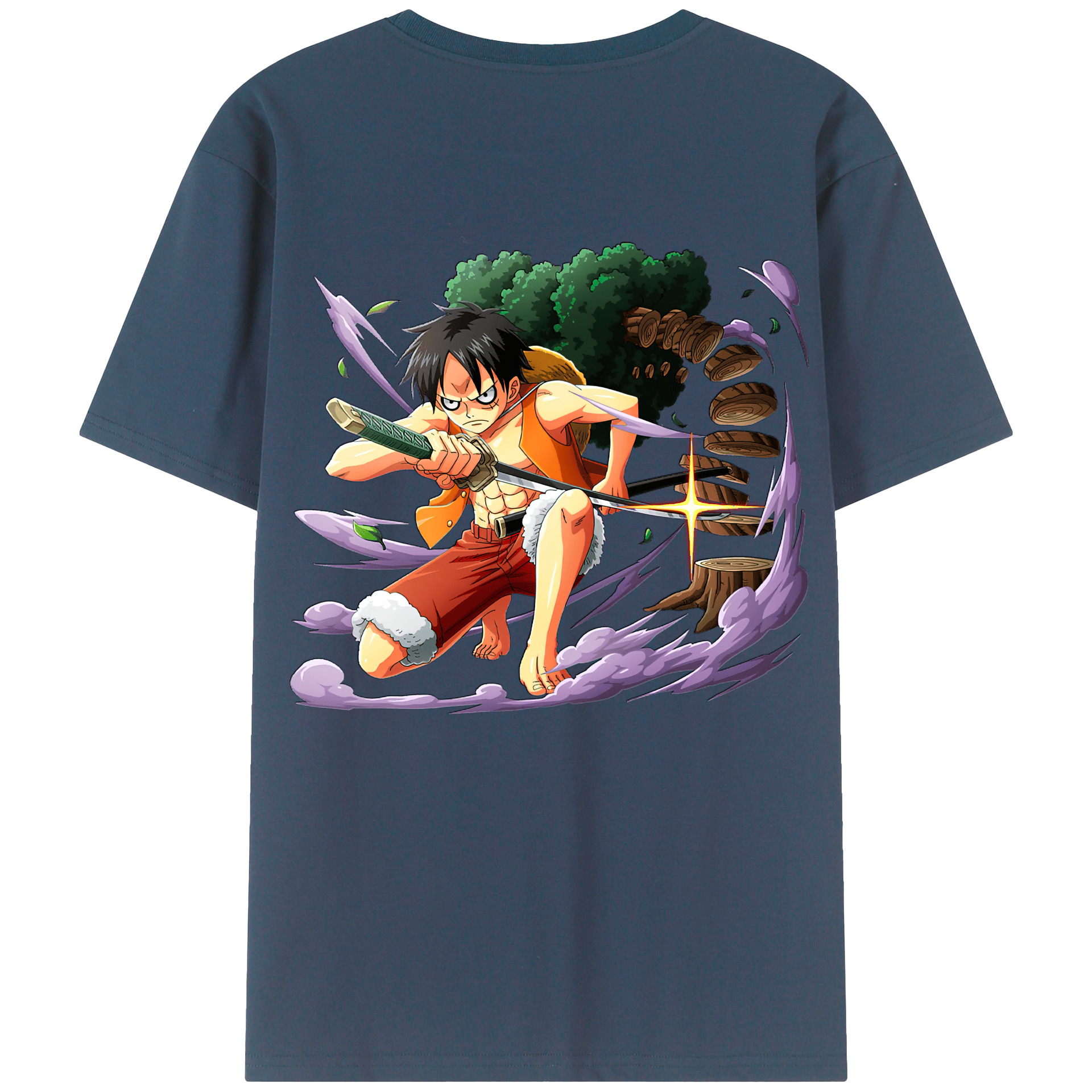 ワンピース モンキー・D・ルフィ ONE PIECE Monkey D. Luffy 綿100％半袖Tシャツ（背面プリント）