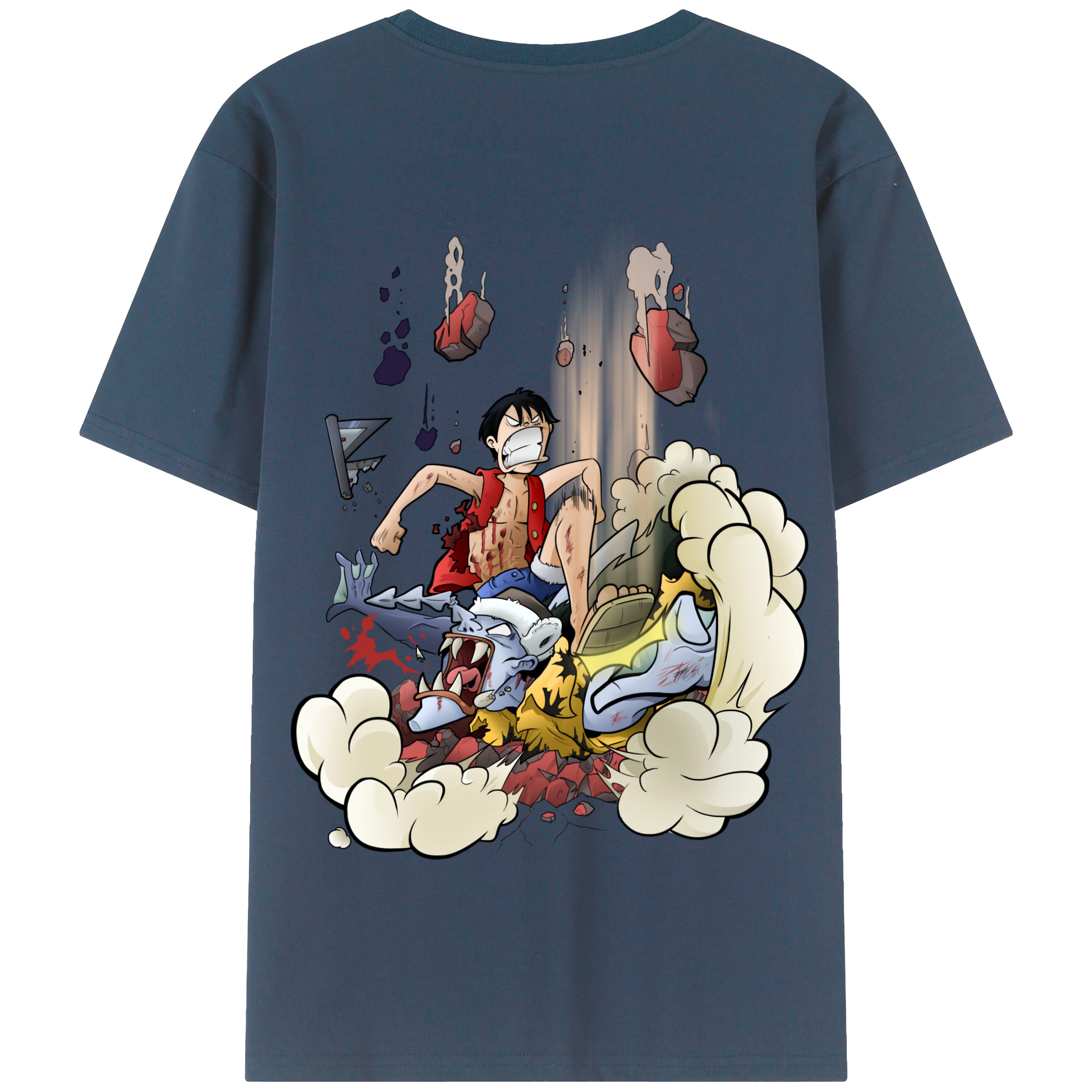 ワンピース モンキー・D・ルフィ ONE PIECE Monkey D. Luffy 綿100％半袖Tシャツ（背面プリント）
