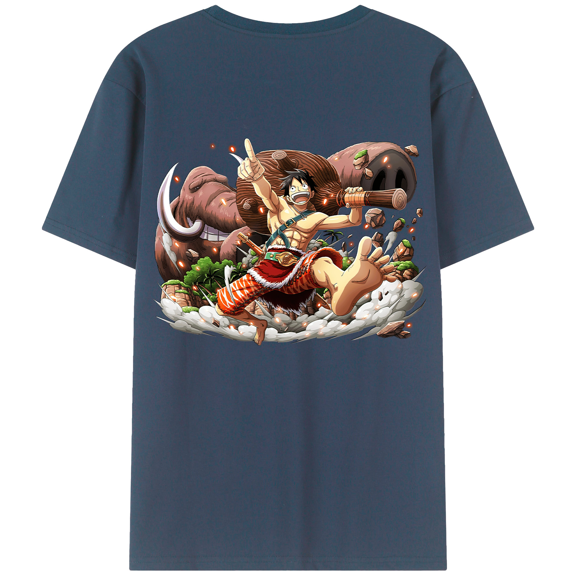 ワンピース モンキー・D・ルフィ ONE PIECE Monkey D. Luffy 綿100％半袖Tシャツ（背面プリント）