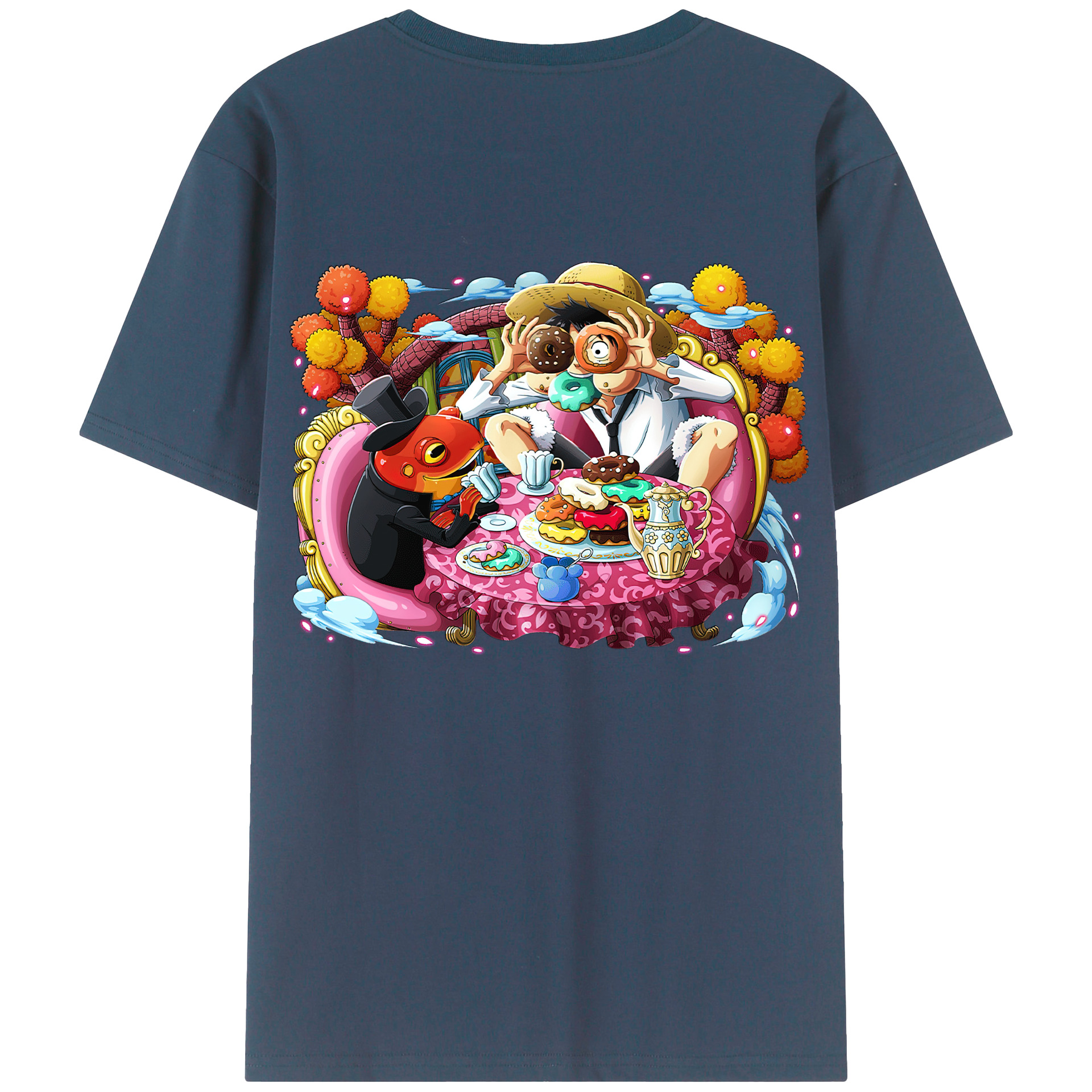 ワンピース モンキー・D・ルフィ ONE PIECE Monkey D. Luffy 綿100％半袖Tシャツ（背面プリント）