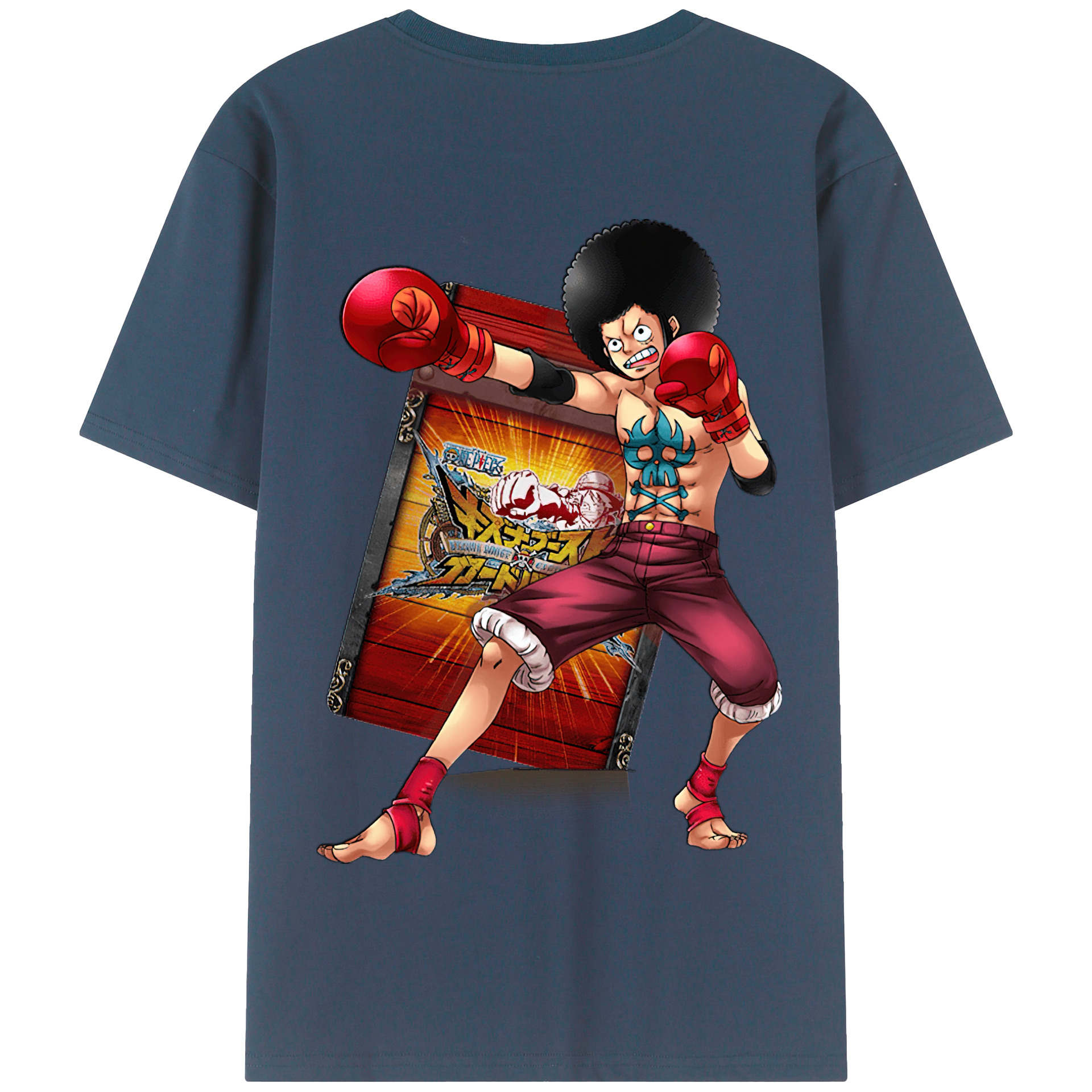 ワンピース モンキー・D・ルフィ ONE PIECE Monkey D. Luffy 綿100％半袖Tシャツ（背面プリント）