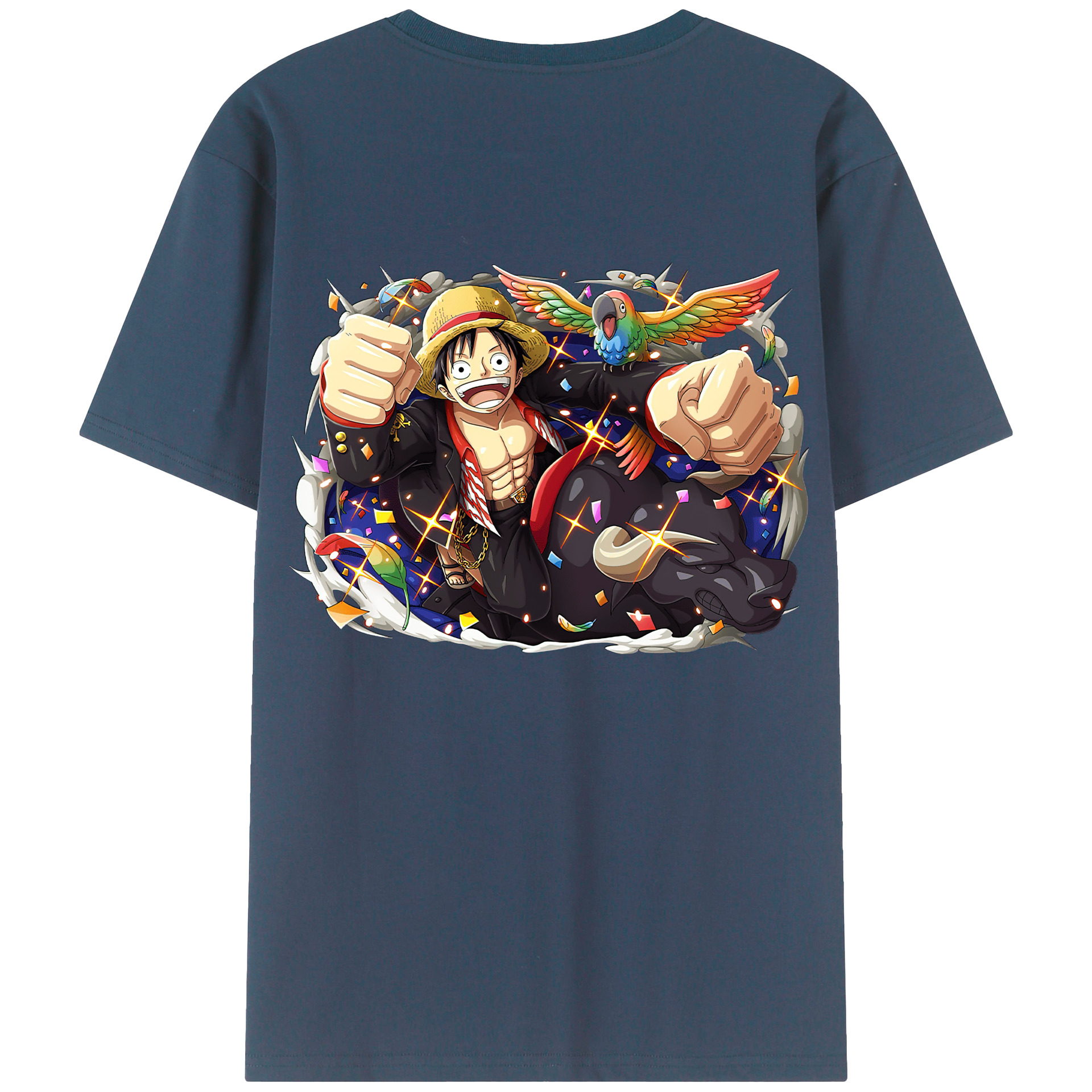 ワンピース モンキー・D・ルフィ ONE PIECE Monkey D. Luffy 綿100％半袖Tシャツ（背面プリント）