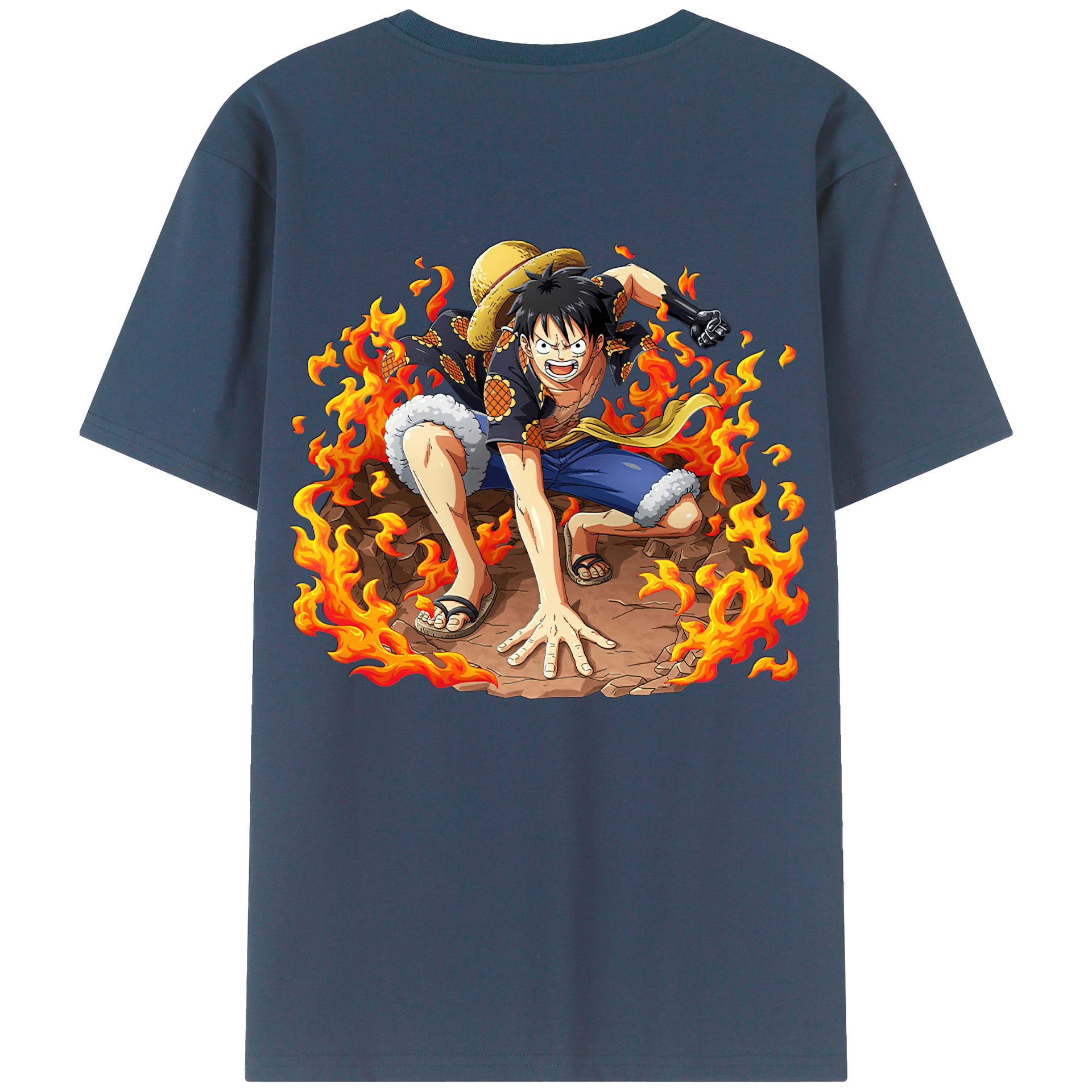 ワンピース モンキー・D・ルフィ ONE PIECE Monkey D. Luffy 綿100％半袖Tシャツ（背面プリント）