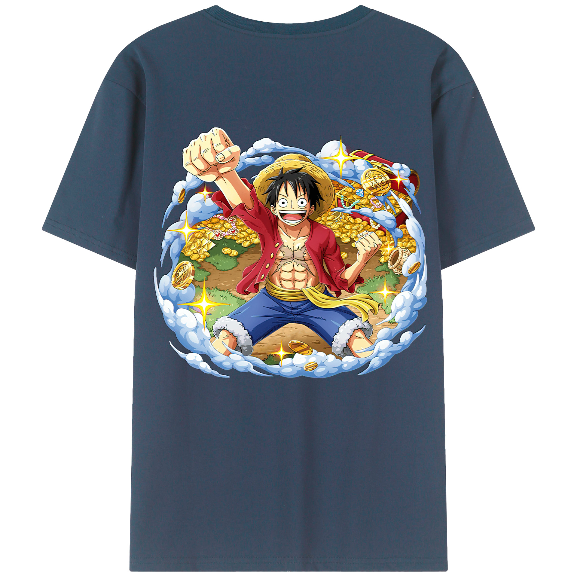 ワンピース モンキー・D・ルフィ ONE PIECE Monkey D. Luffy 綿100％半袖Tシャツ（背面プリント）