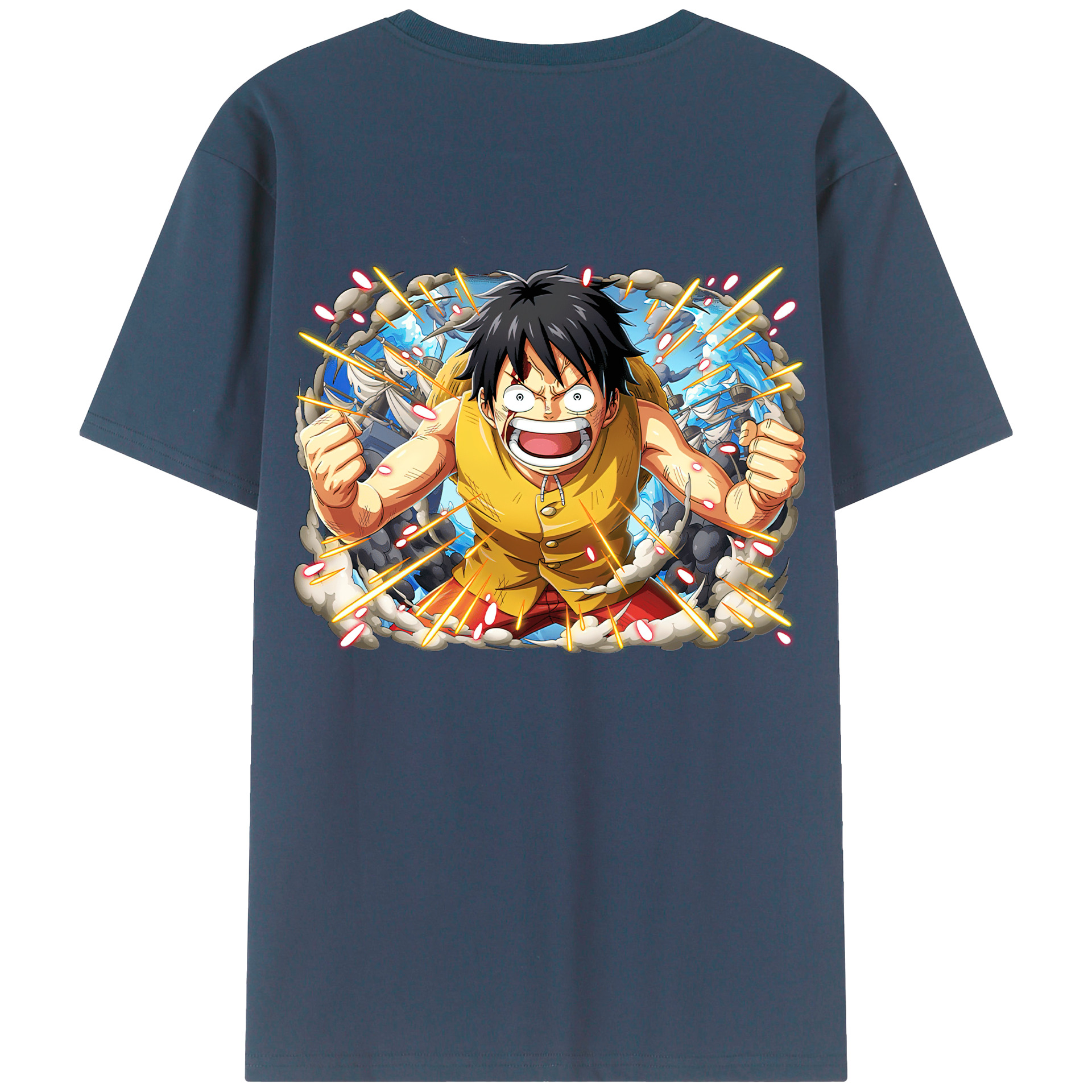 ワンピース モンキー・D・ルフィ ONE PIECE Monkey D. Luffy 綿100％半袖Tシャツ（背面プリント）