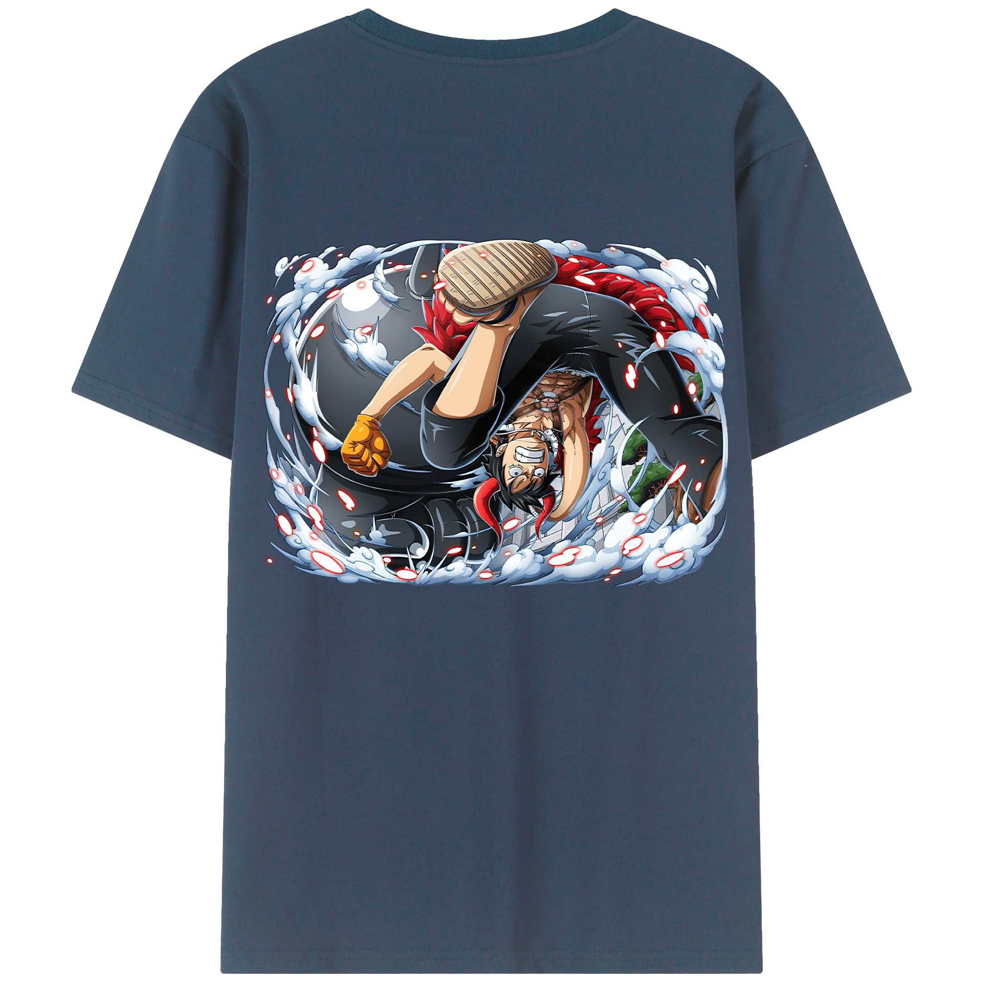 ワンピース モンキー・D・ルフィ ONE PIECE Monkey D. Luffy 綿100％半袖Tシャツ（背面プリント）