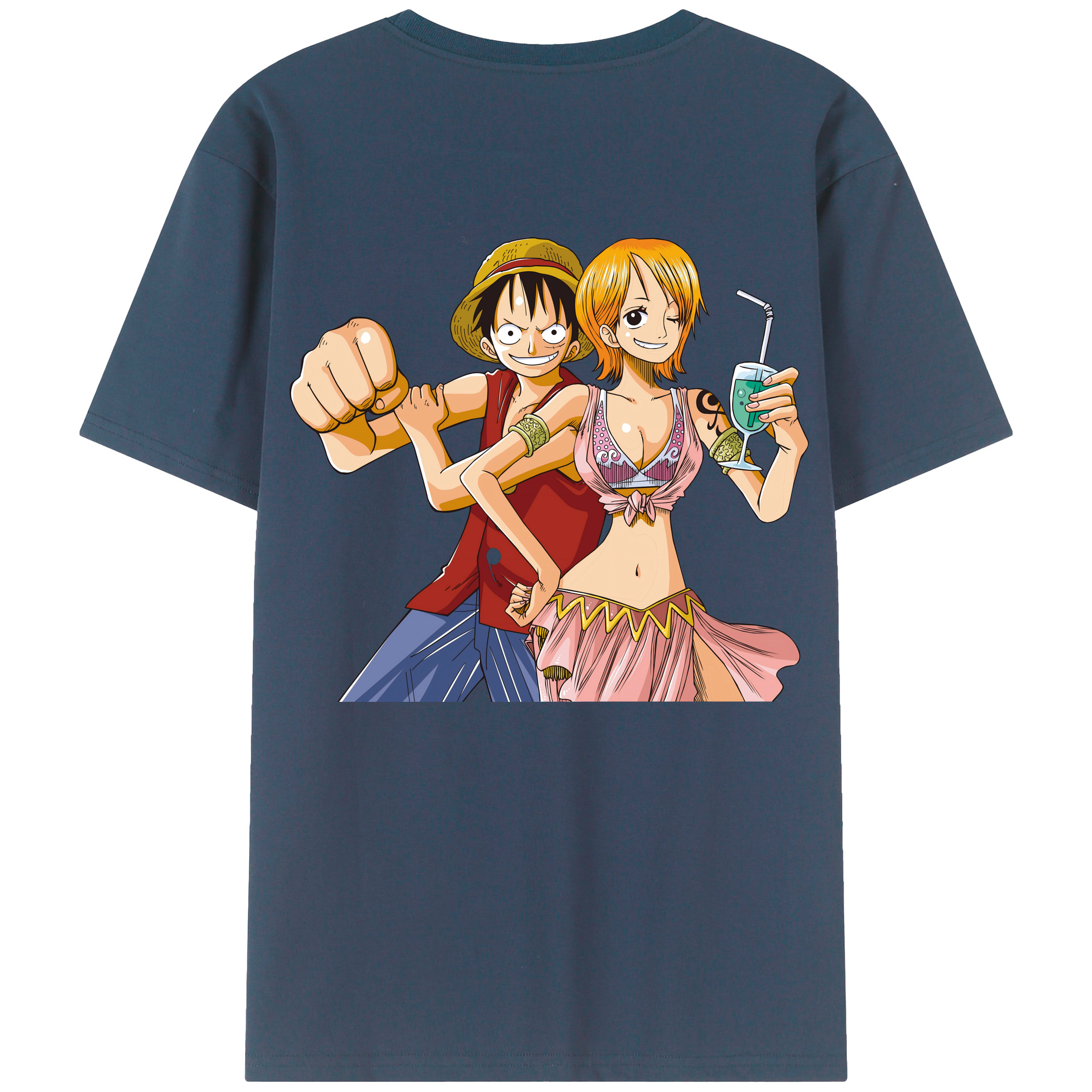 ワンピース モンキー・D・ルフィ ONE PIECE Monkey D. Luffy 綿100％半袖Tシャツ（背面プリント）