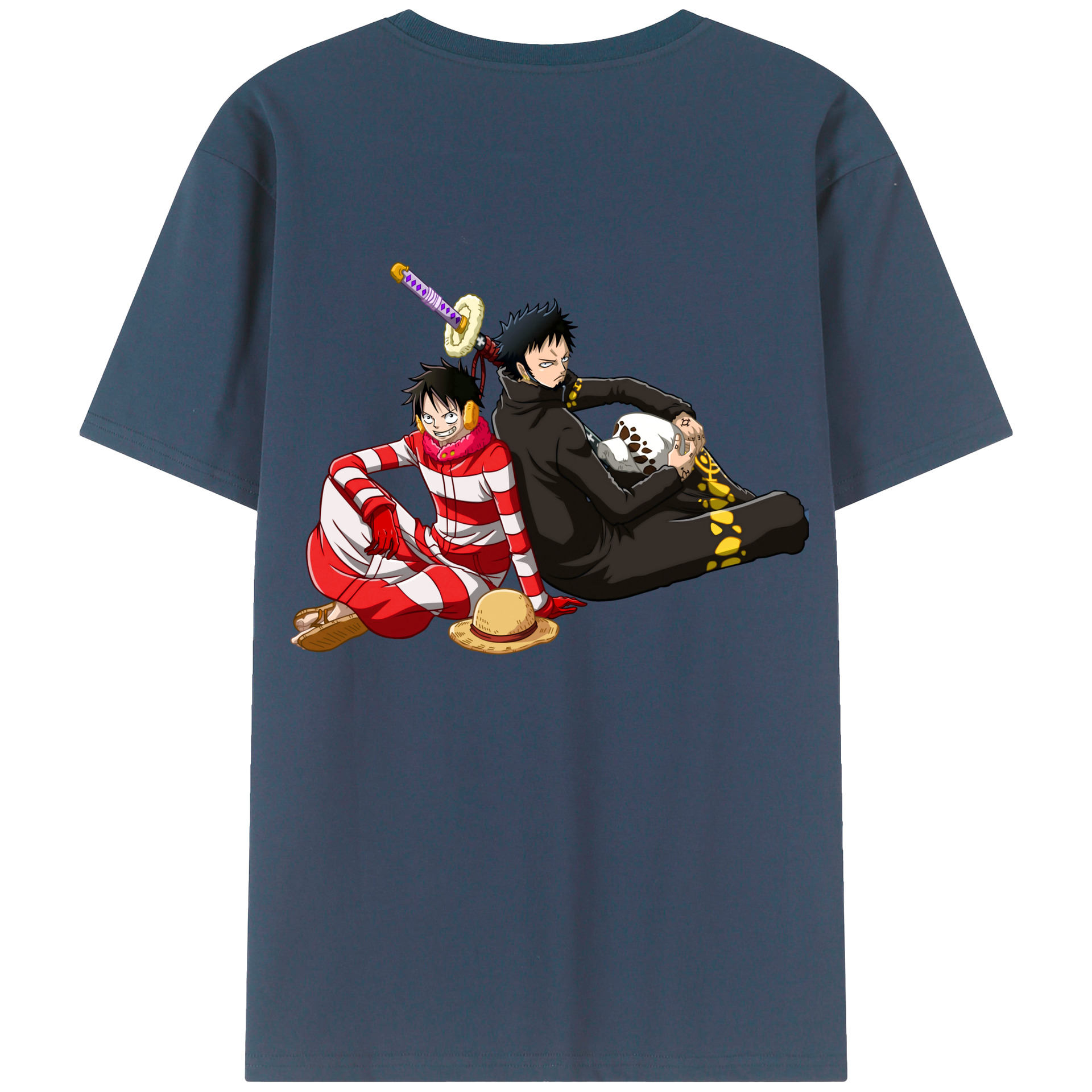 ワンピース モンキー・D・ルフィ ONE PIECE Monkey D. Luffy 綿100％半袖Tシャツ（背面プリント）