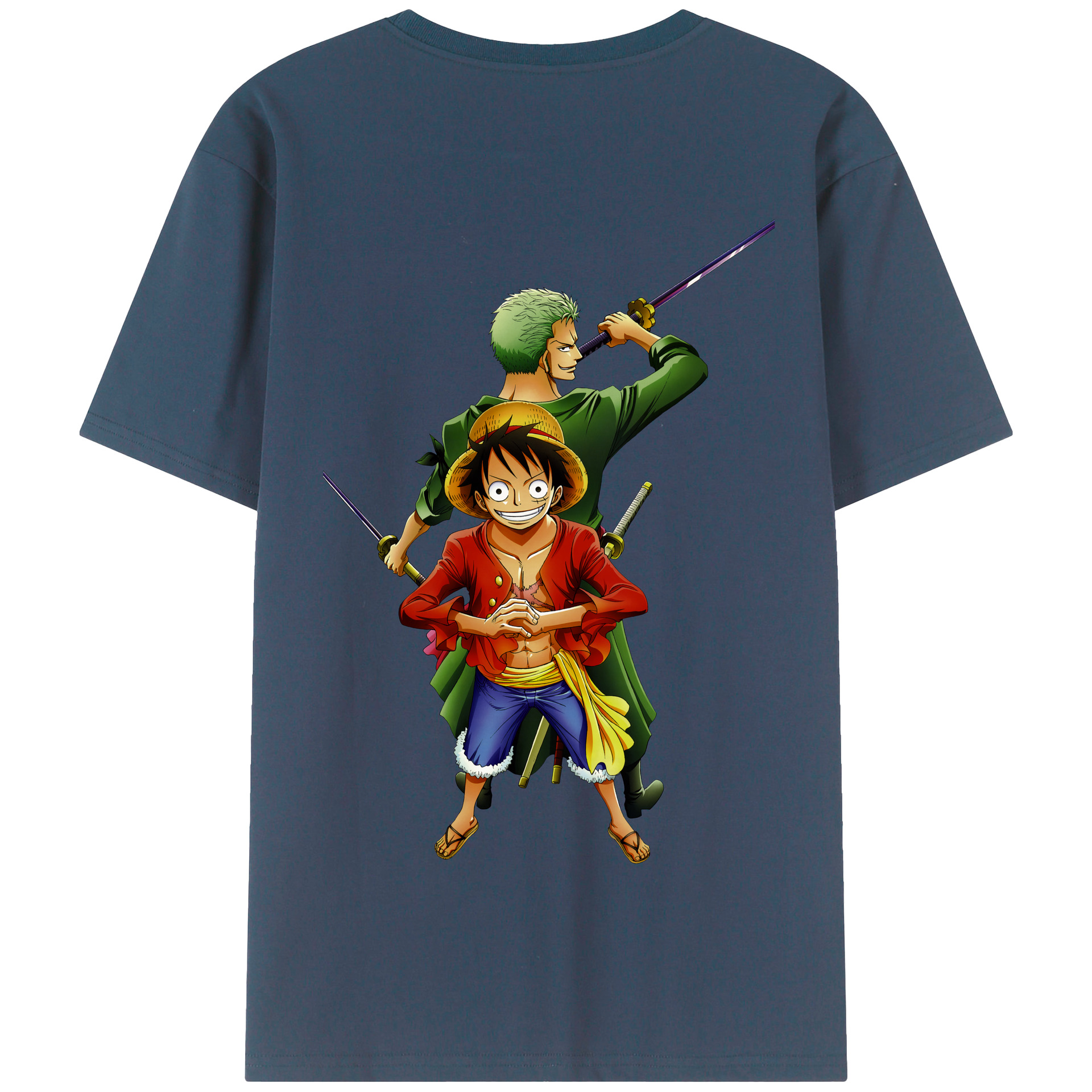 ワンピース モンキー・D・ルフィ ONE PIECE Monkey D. Luffy 綿100％半袖Tシャツ（背面プリント）