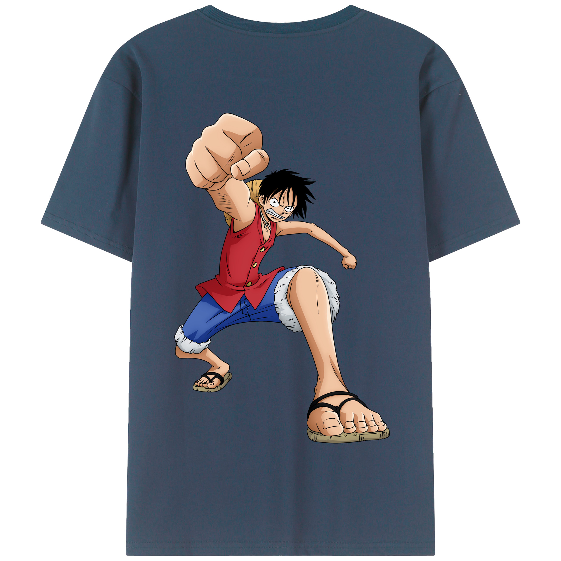 ワンピース モンキー・D・ルフィ ONE PIECE Monkey D. Luffy 綿100％半袖Tシャツ（背面プリント）