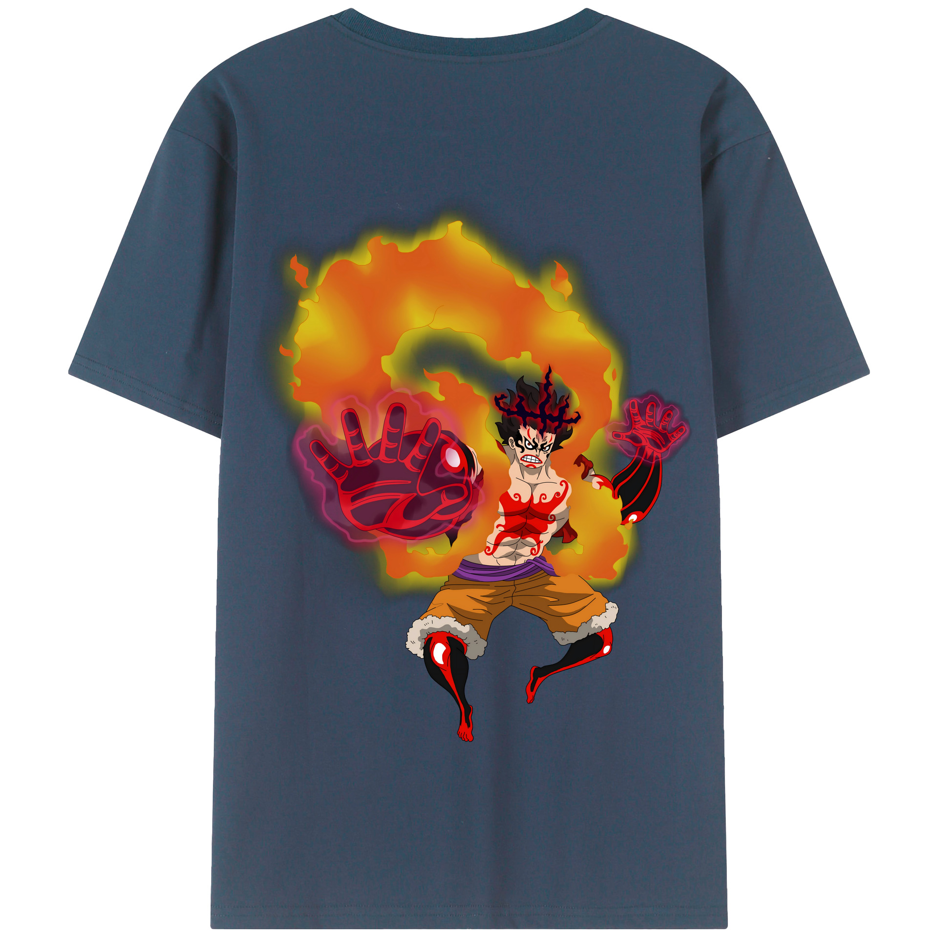 ワンピース モンキー・D・ルフィ ONE PIECE Monkey D. Luffy 綿100％半袖Tシャツ（背面プリント）