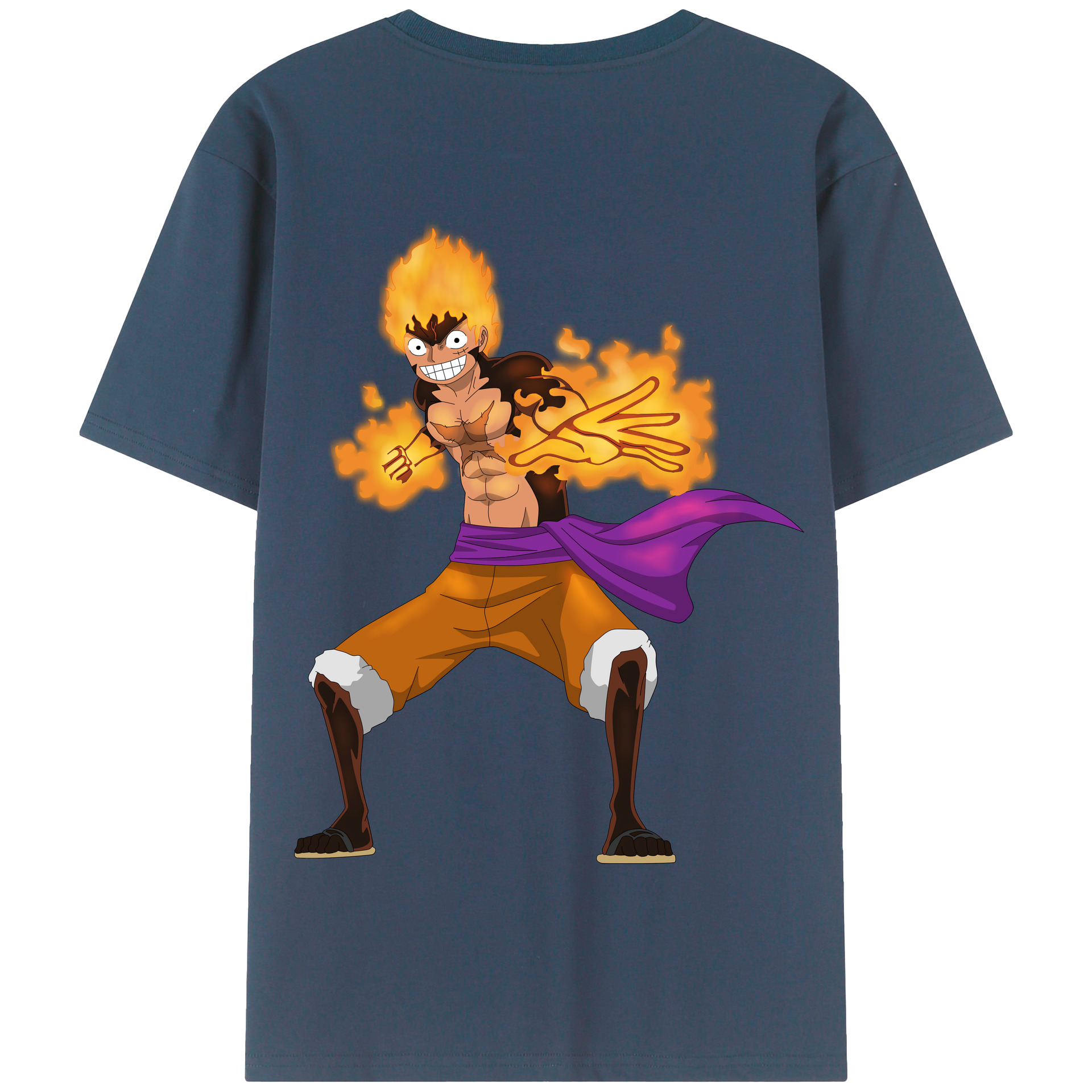 ワンピース モンキー・D・ルフィ ONE PIECE Monkey D. Luffy 綿100％半袖Tシャツ（背面プリント）