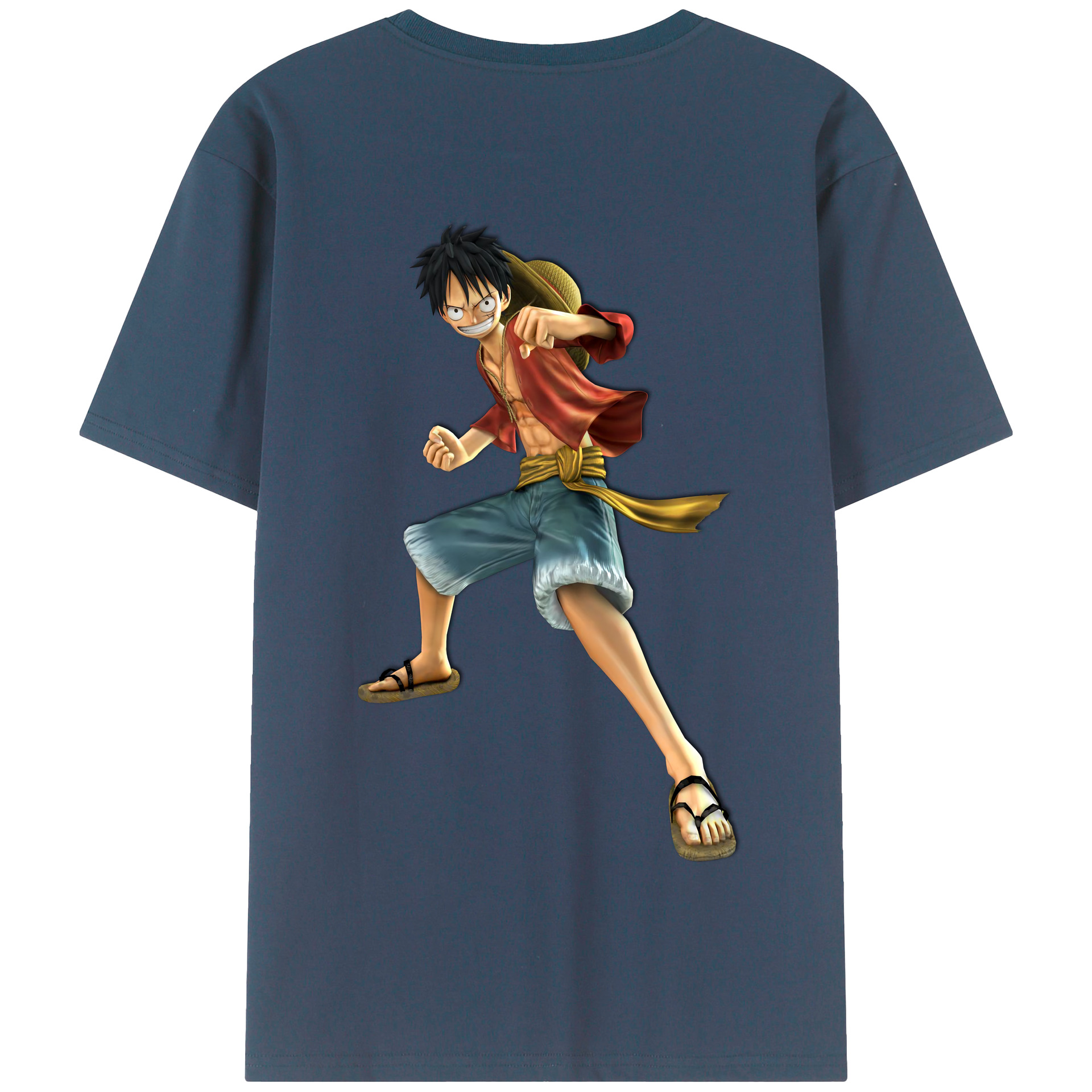 ワンピース モンキー・D・ルフィ ONE PIECE Monkey D. Luffy 綿100％半袖Tシャツ（背面プリント）