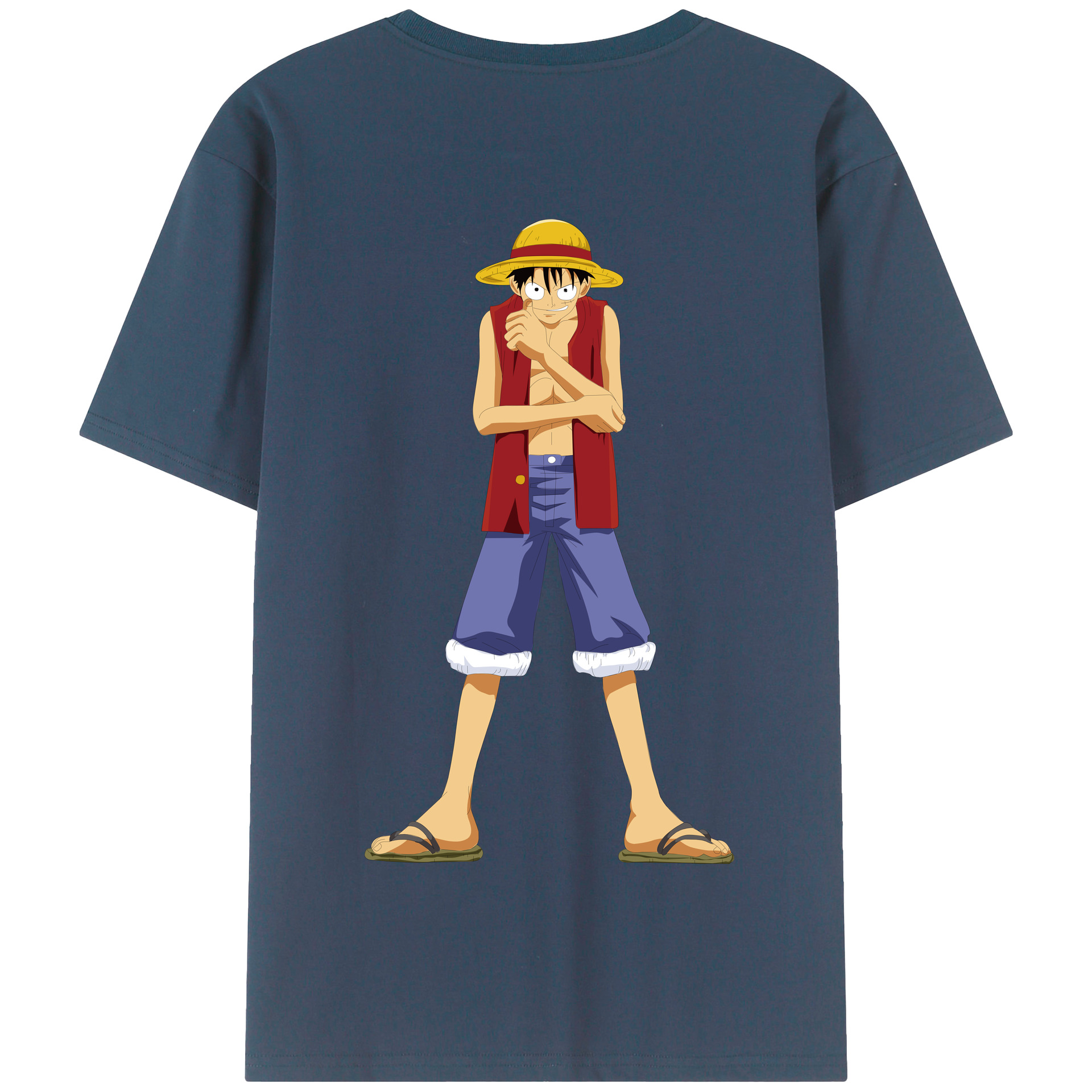 ワンピース モンキー・D・ルフィ ONE PIECE Monkey D. Luffy 綿100％半袖Tシャツ（背面プリント）