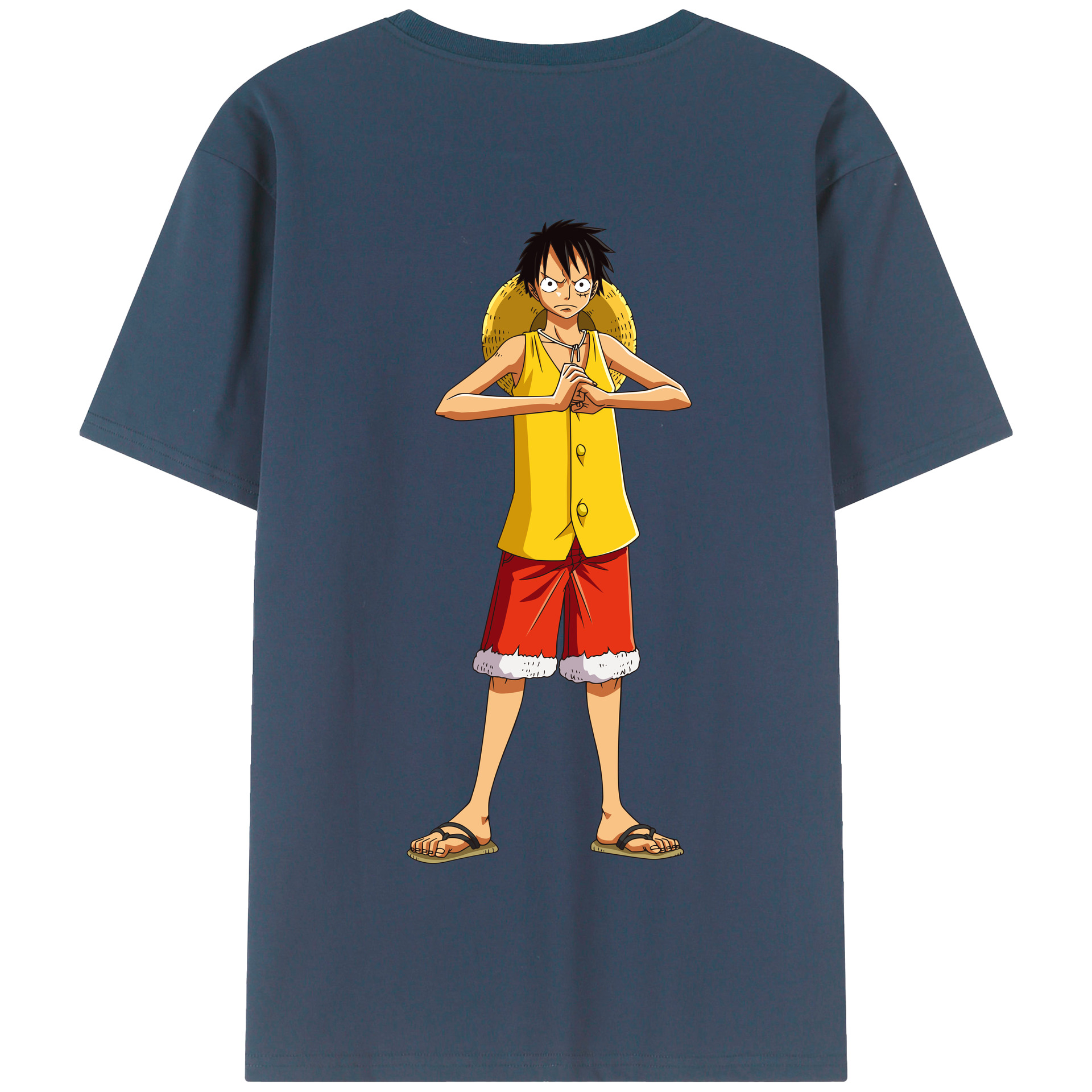 ワンピース モンキー・D・ルフィ ONE PIECE Monkey D. Luffy 綿100％半袖Tシャツ（背面プリント）