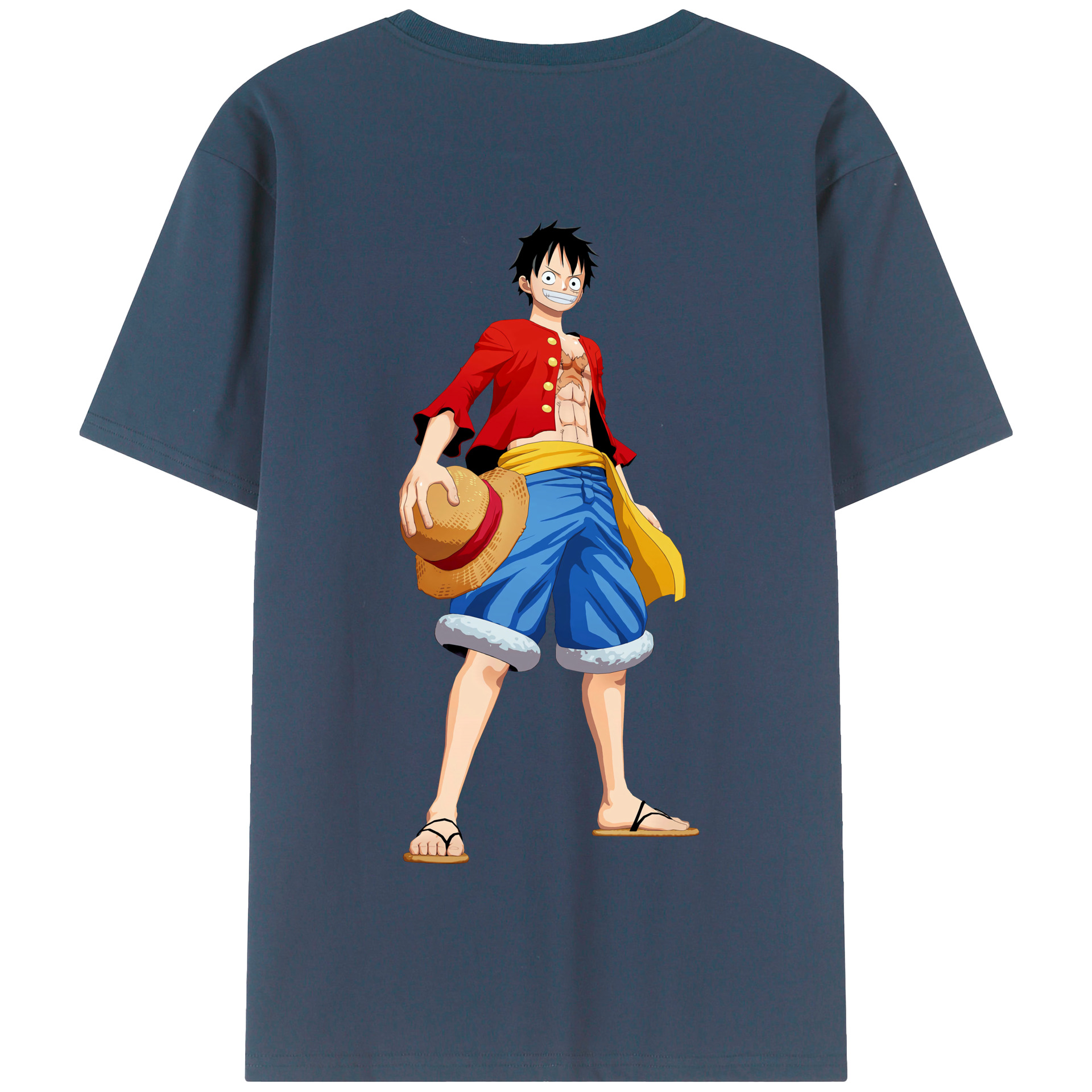 ワンピース モンキー・D・ルフィ ONE PIECE Monkey D. Luffy 綿100％半袖Tシャツ（背面プリント）