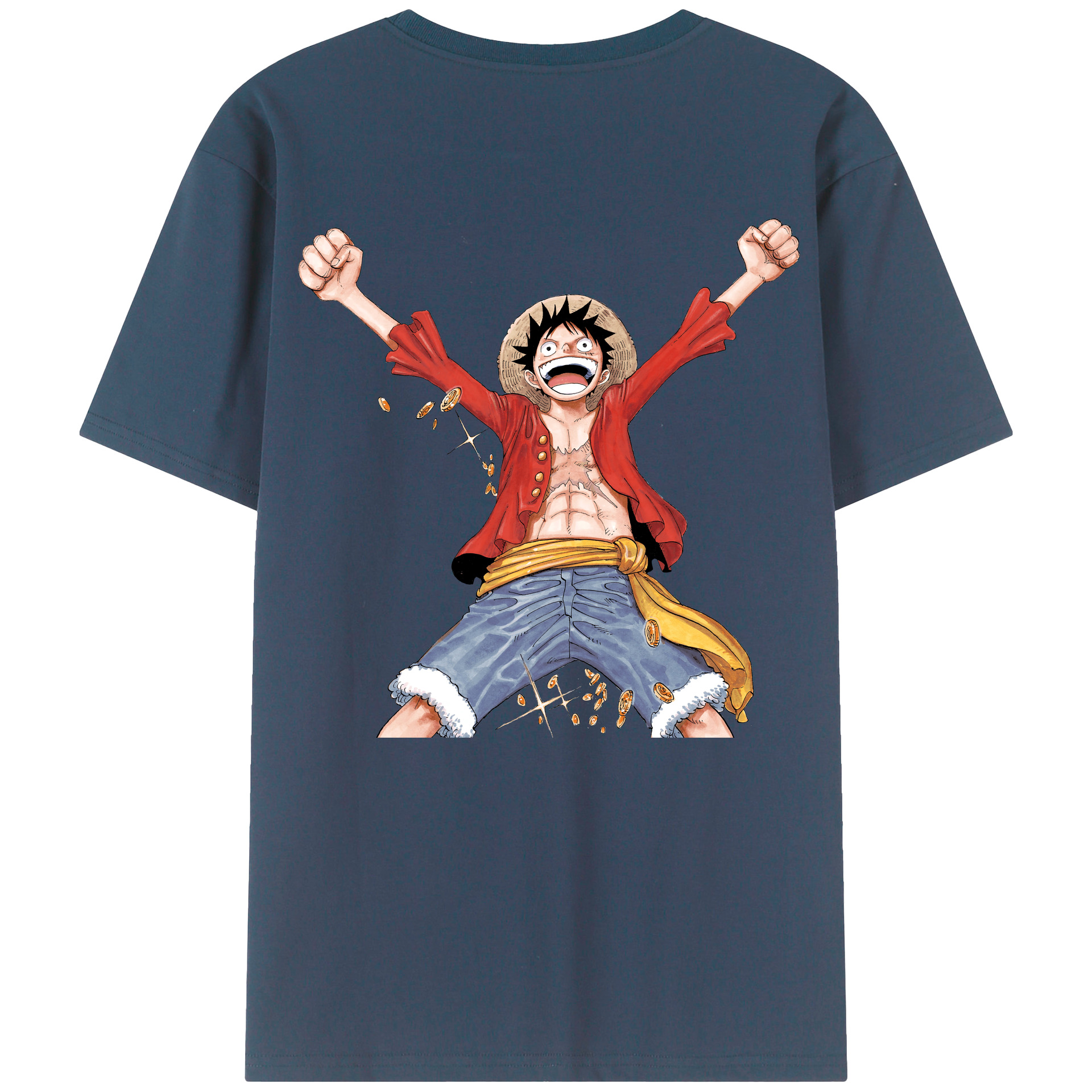 ワンピース モンキー・D・ルフィ ONE PIECE Monkey D. Luffy 綿100％半袖Tシャツ（背面プリント）