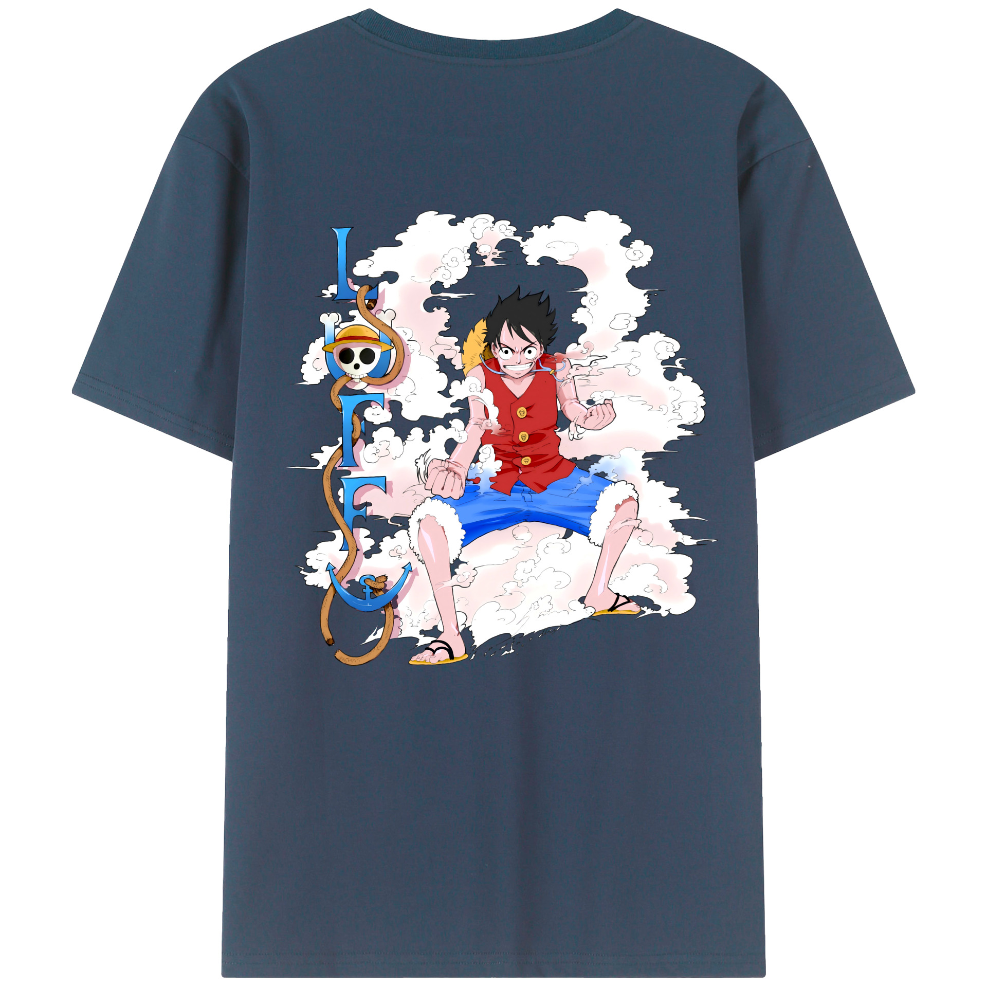 ワンピース モンキー・D・ルフィ ONE PIECE Monkey D. Luffy 綿100％半袖Tシャツ（背面プリント）