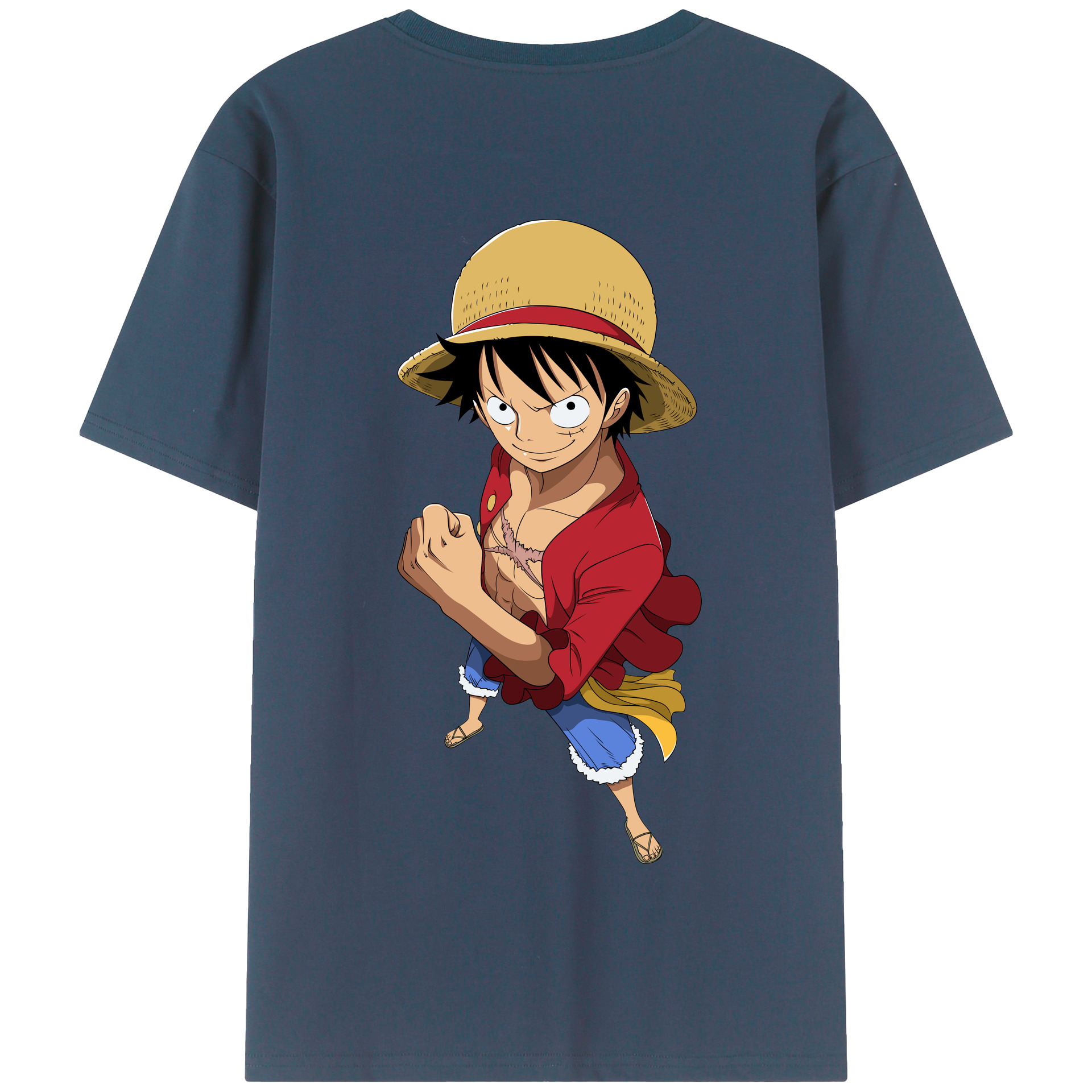 ワンピース モンキー・D・ルフィ ONE PIECE Monkey D. Luffy 綿100％半袖Tシャツ（背面プリント）