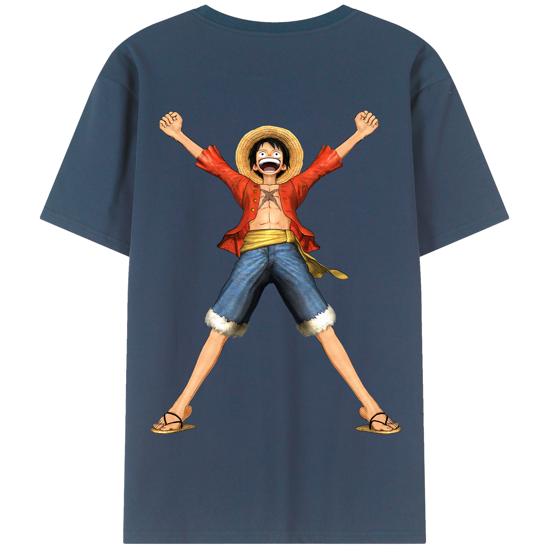 ワンピース モンキー・D・ルフィ ONE PIECE Monkey D. Luffy 綿100％半袖Tシャツ（背面プリント）