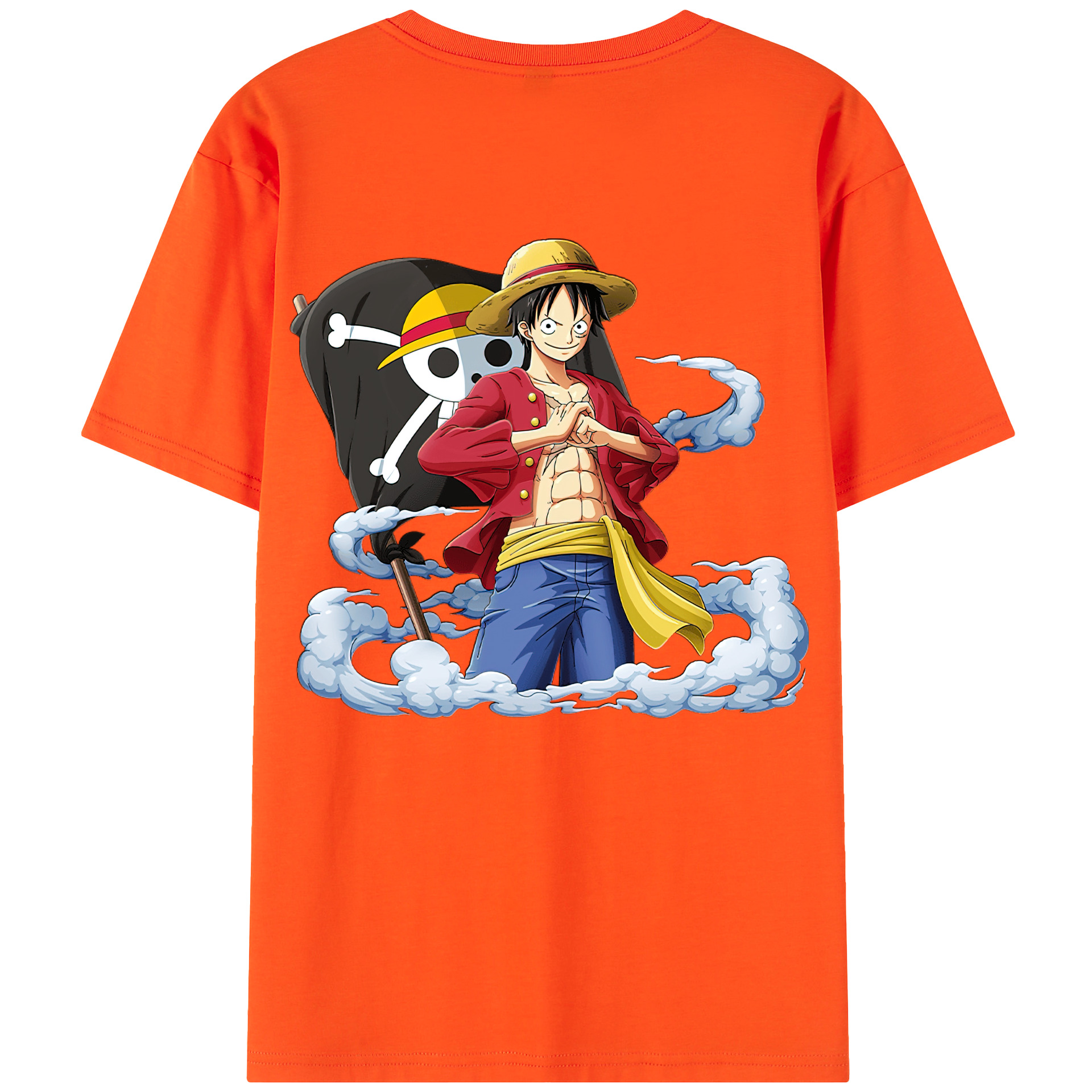 ワンピース モンキー・D・ルフィ ONE PIECE Monkey D. Luffy 綿100％半袖Tシャツ（背面プリント）