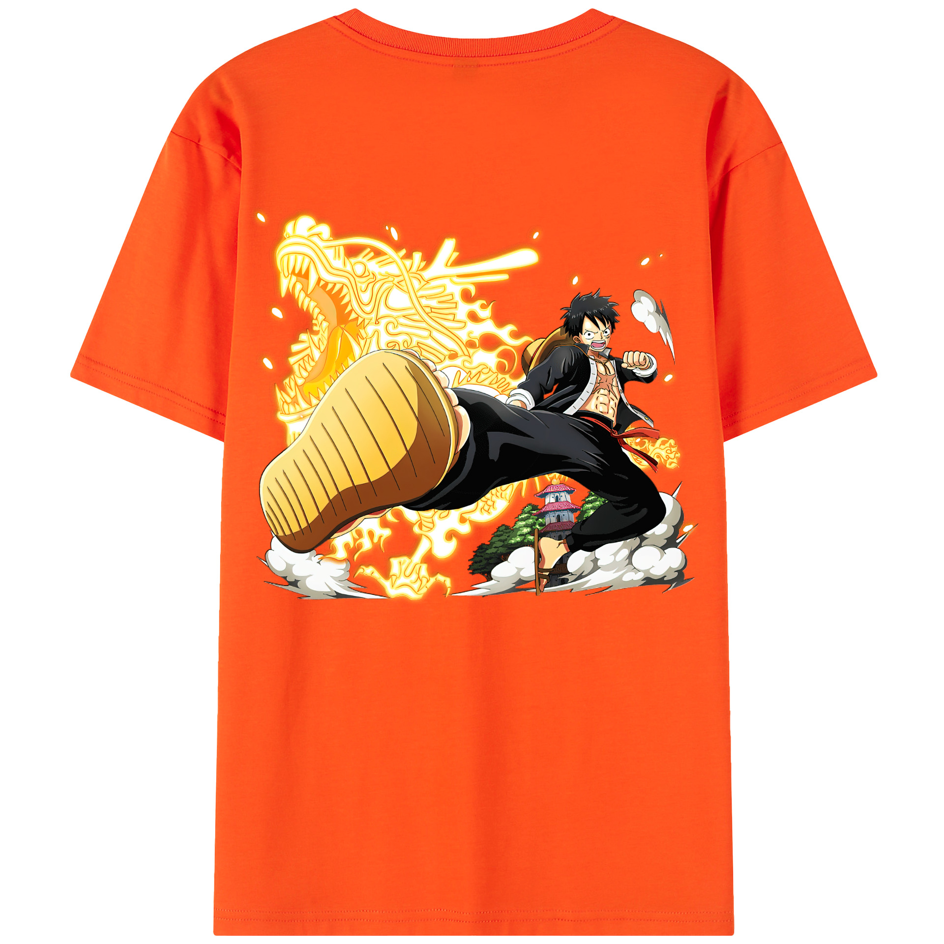 ワンピース モンキー・D・ルフィ ONE PIECE Monkey D. Luffy 綿100％半袖Tシャツ（背面プリント）
