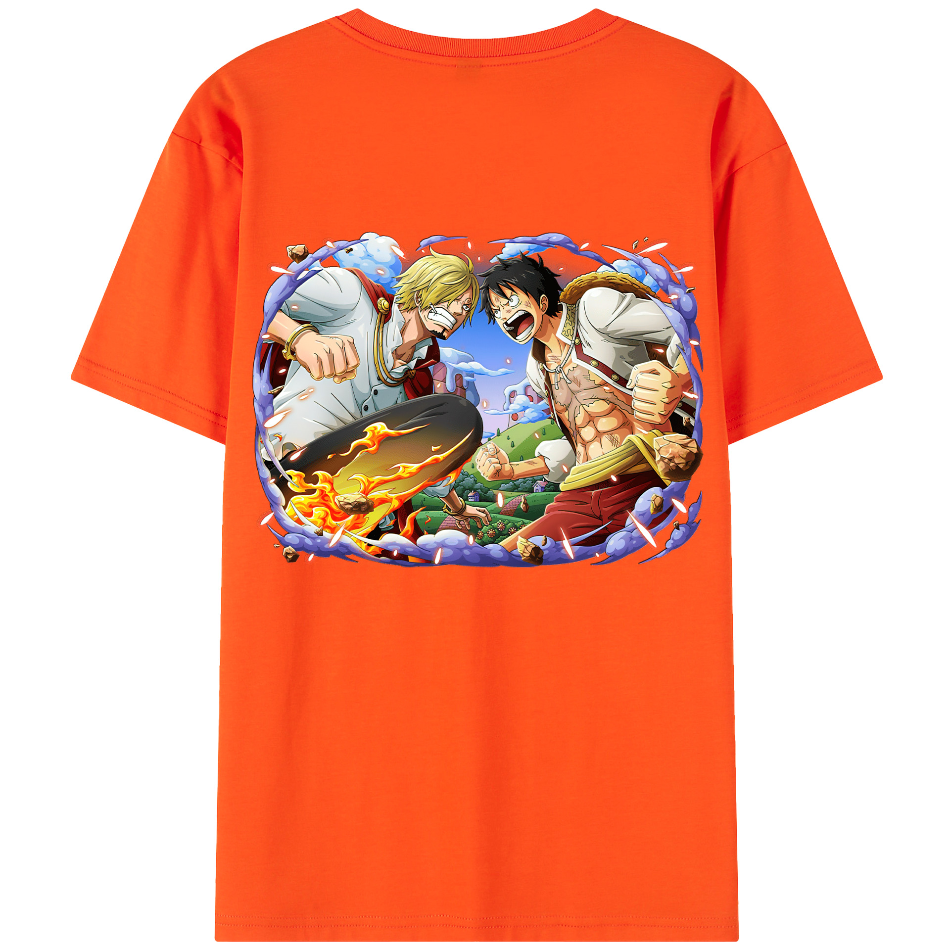 ワンピース モンキー・D・ルフィ ONE PIECE Monkey D. Luffy 綿100％半袖Tシャツ（背面プリント）