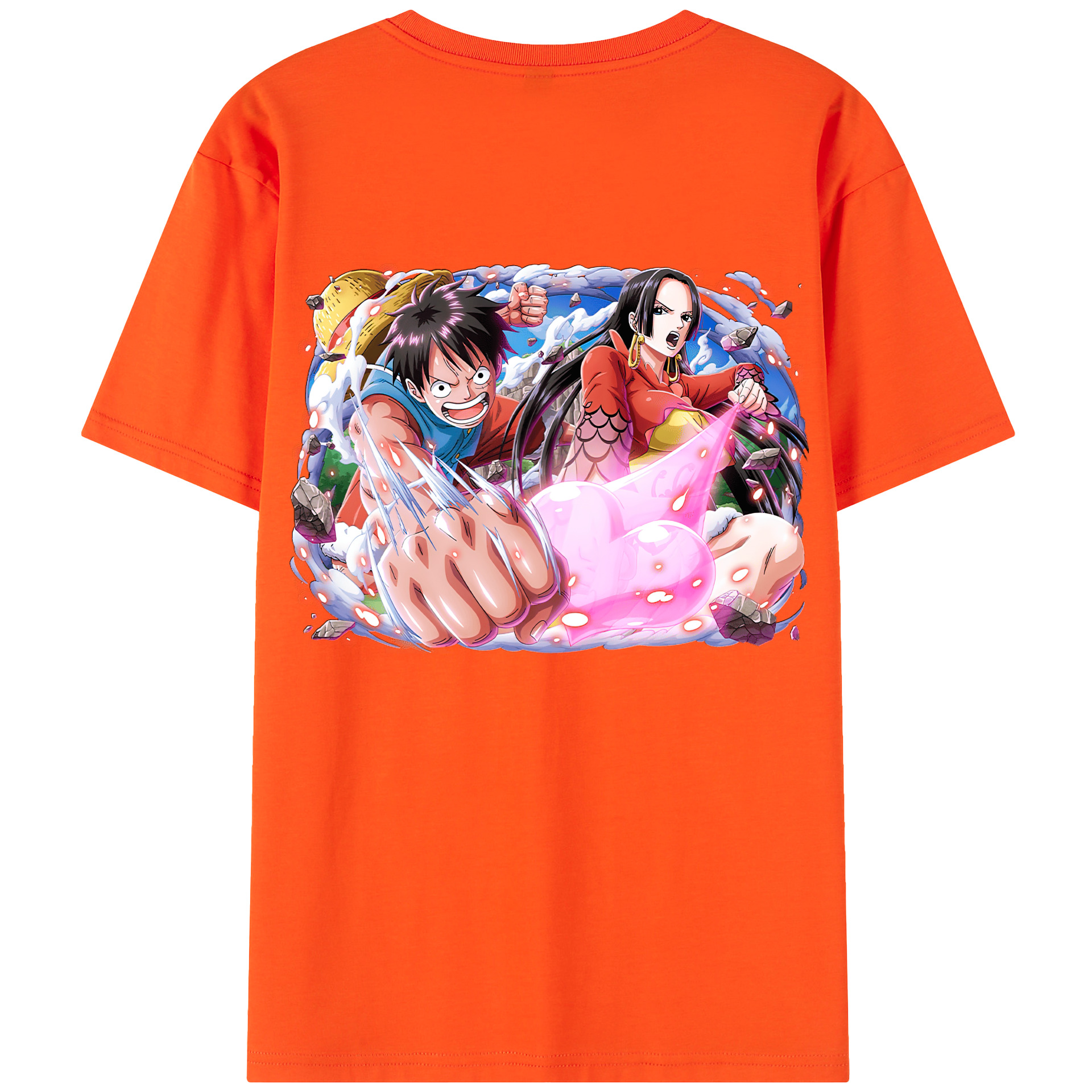 ワンピース モンキー・D・ルフィ ONE PIECE Monkey D. Luffy 綿100％半袖Tシャツ（背面プリント）