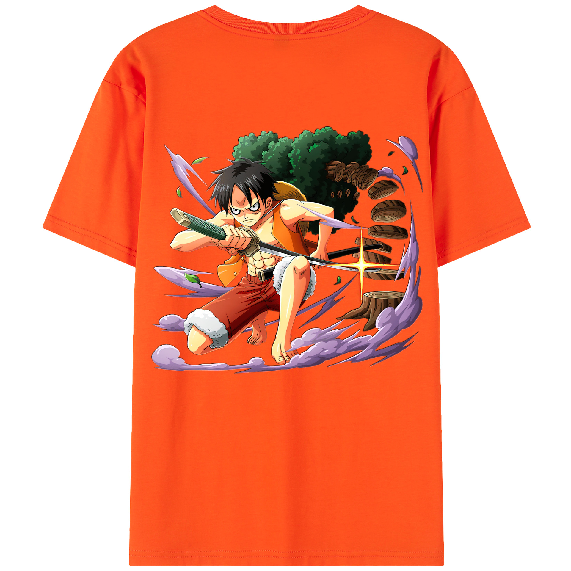ワンピース モンキー・D・ルフィ ONE PIECE Monkey D. Luffy 綿100％半袖Tシャツ（背面プリント）