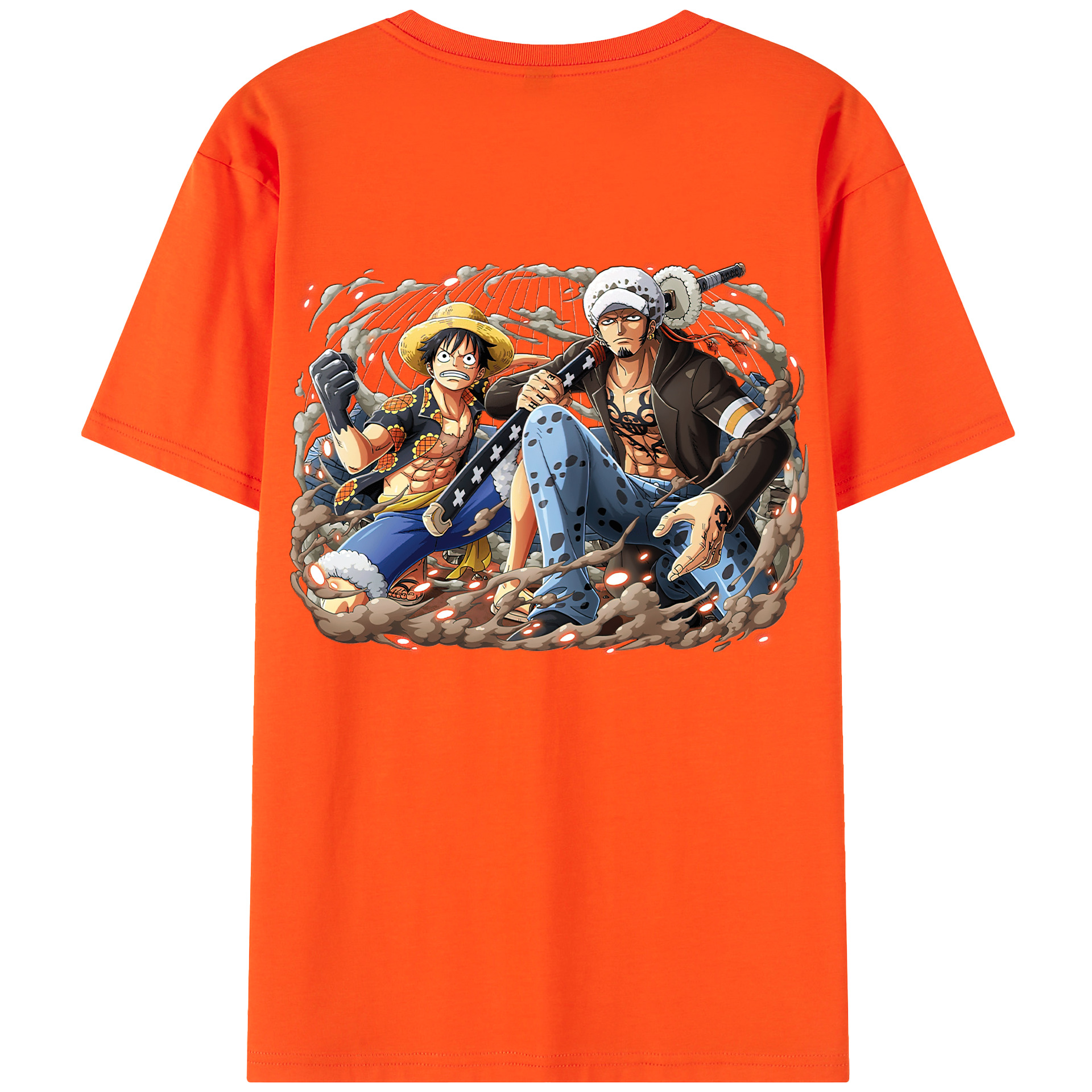 ワンピース モンキー・D・ルフィ ONE PIECE Monkey D. Luffy 綿100％半袖Tシャツ（背面プリント）