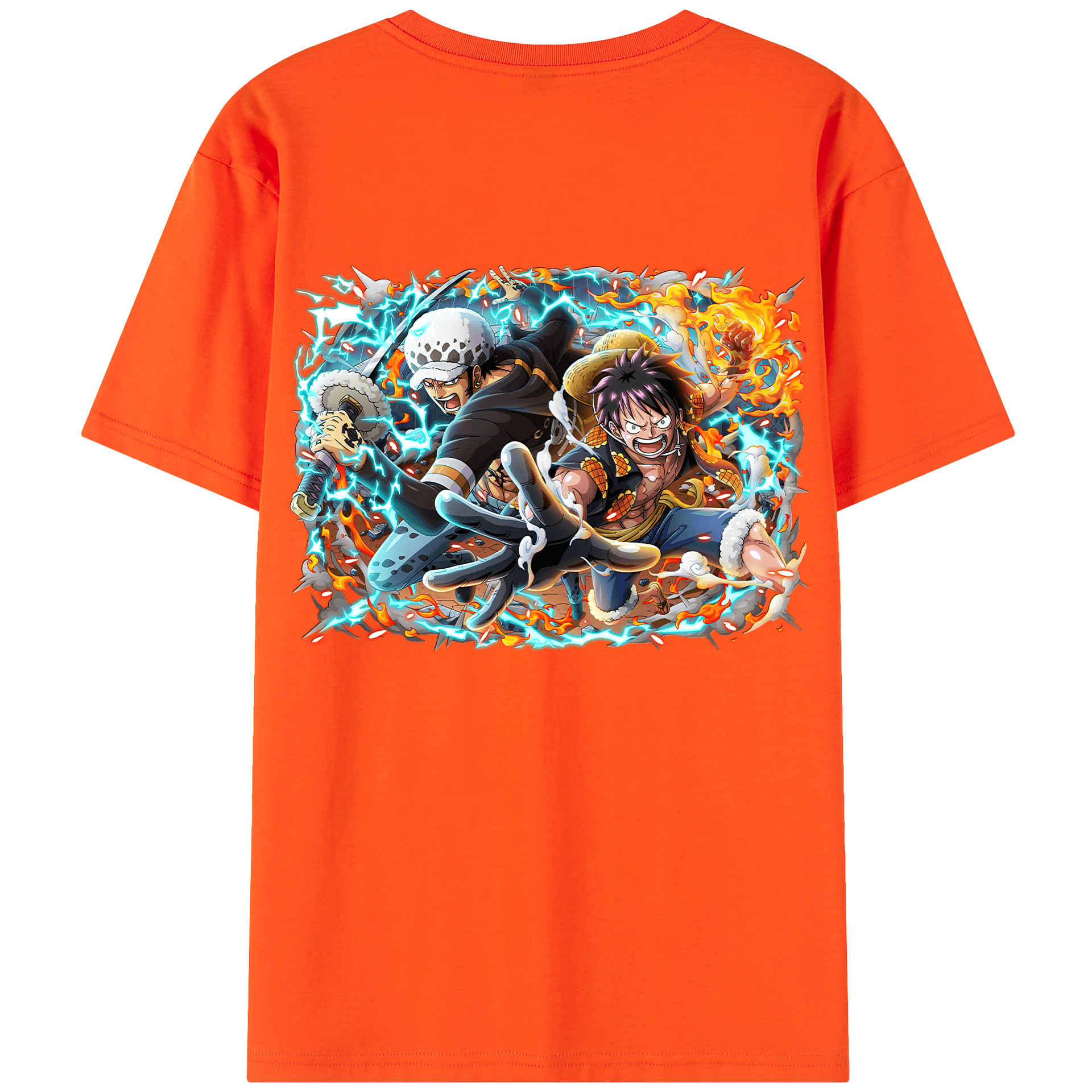 ワンピース モンキー・D・ルフィ ONE PIECE Monkey D. Luffy 綿100％半袖Tシャツ（背面プリント）